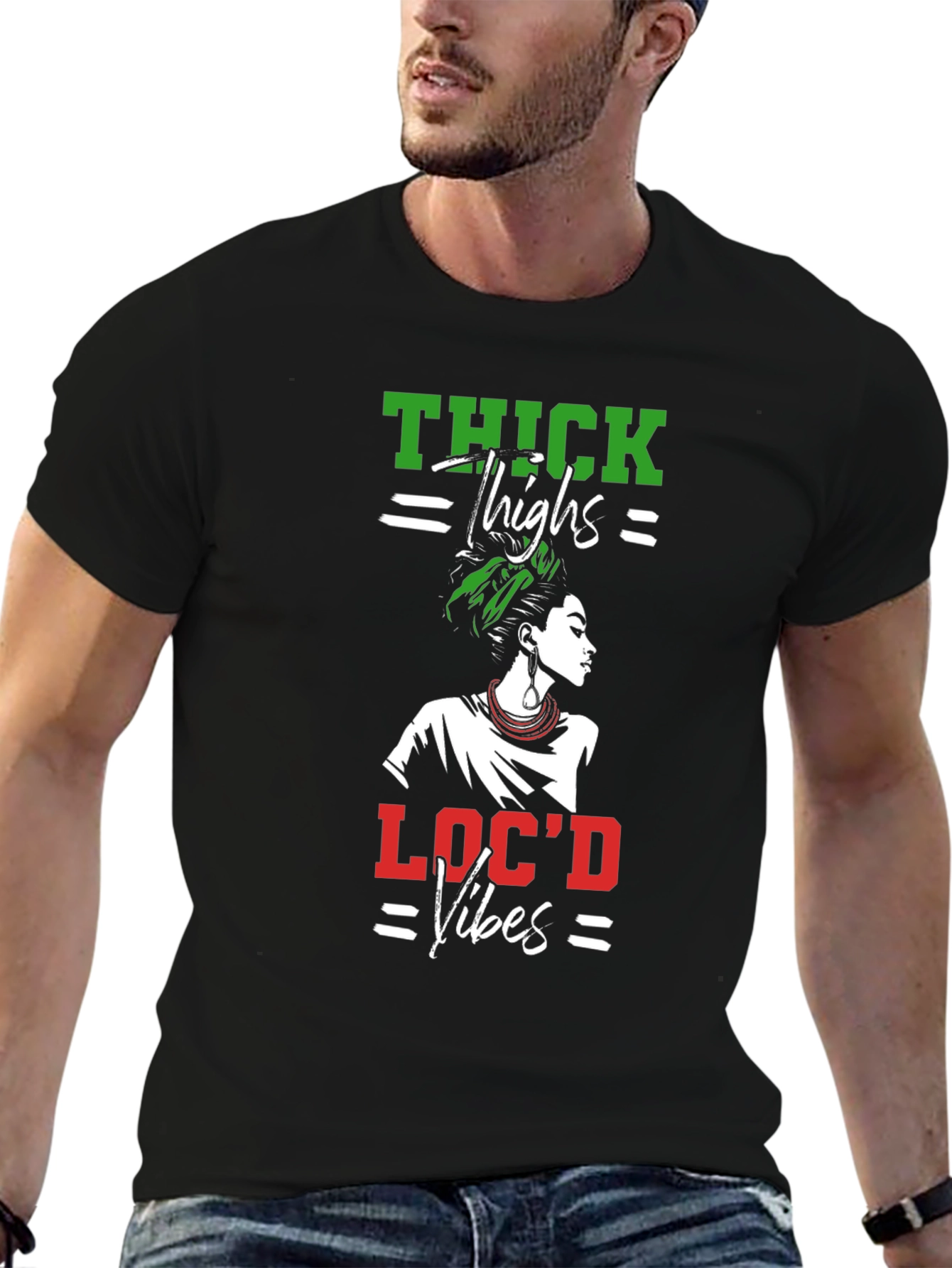 Thick Thighs Locd Vibes Black Graphic Tee