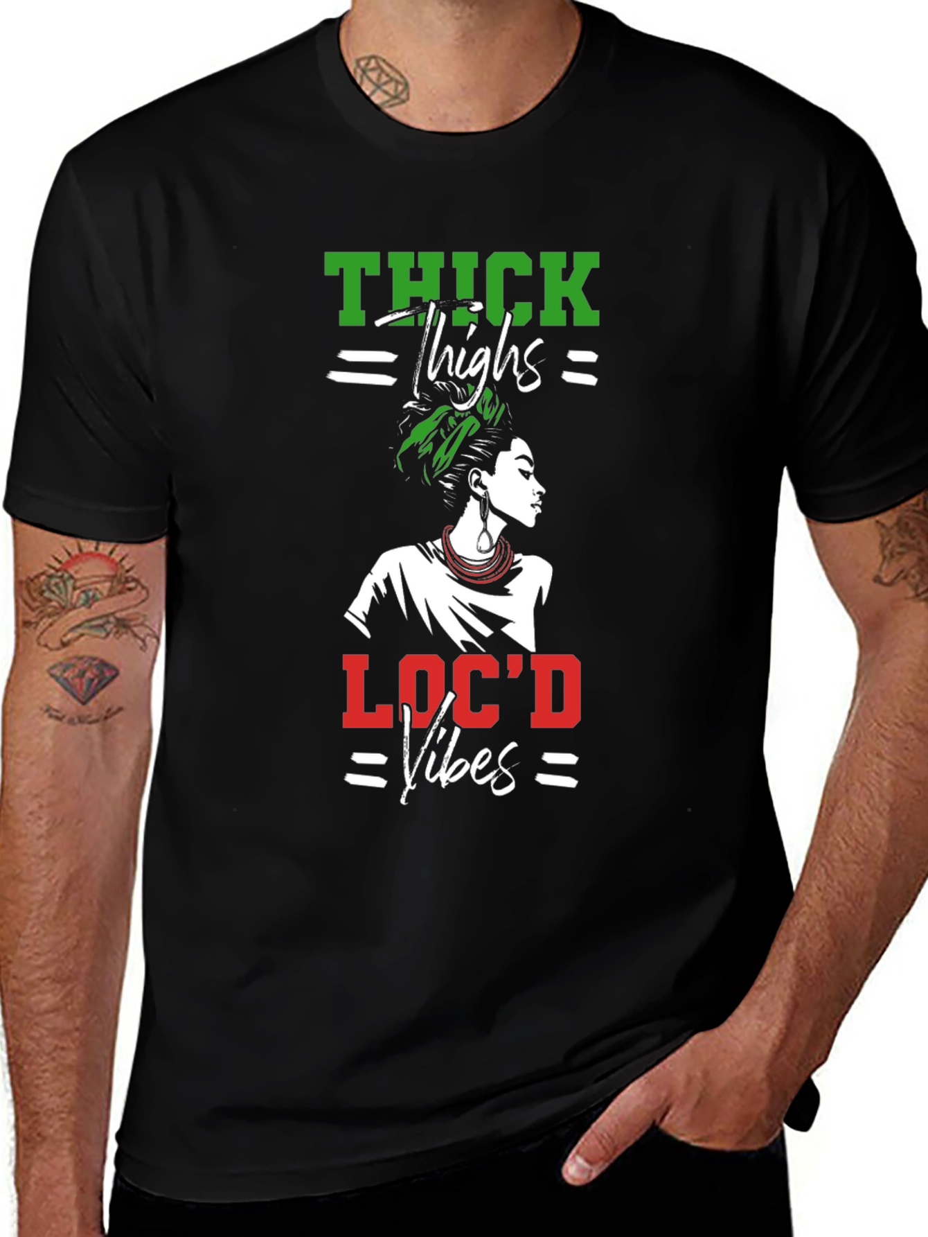 Thick Thighs Locd Vibes Black Graphic Tee