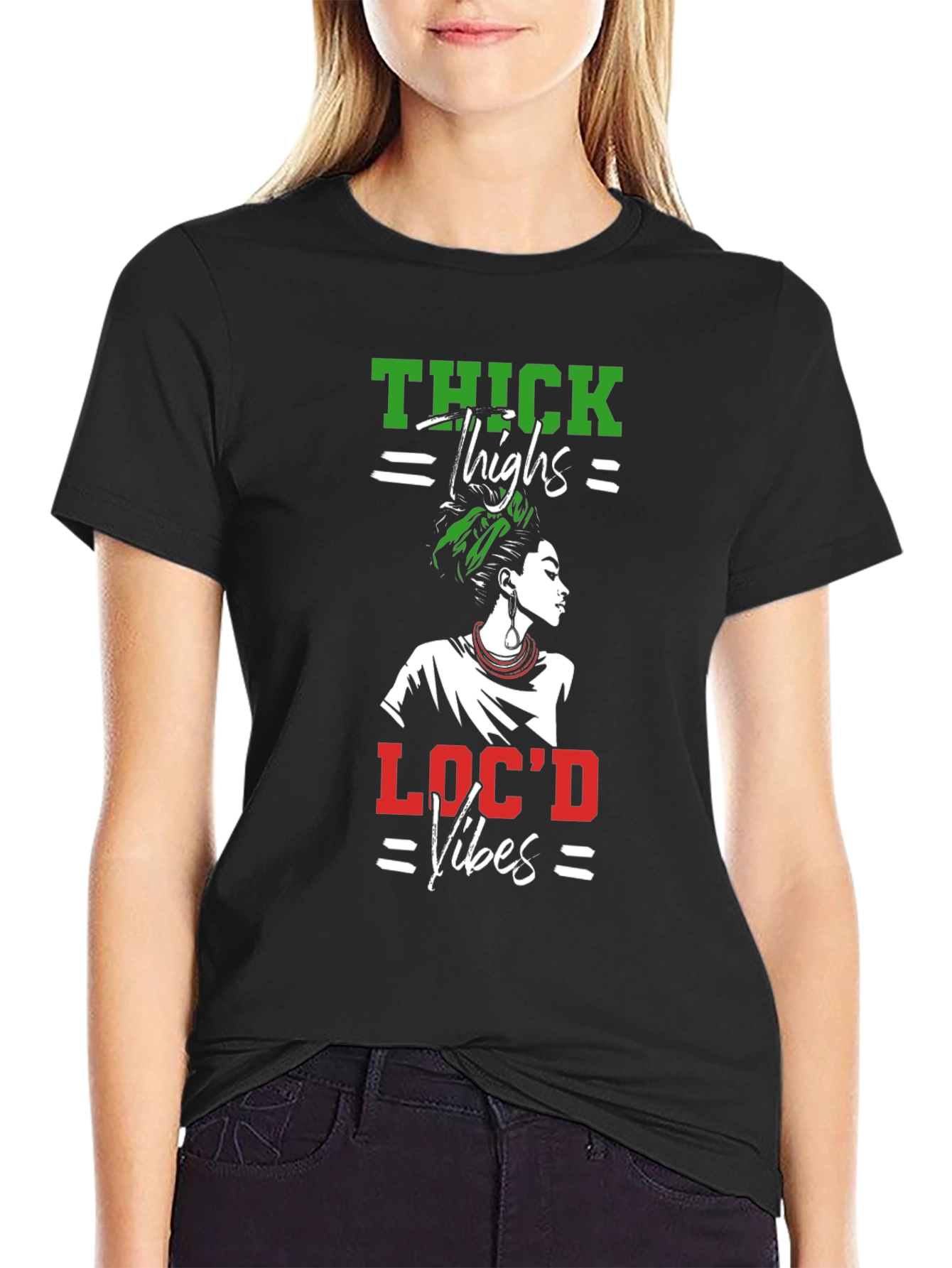 Thick Thighs Locd Vibes Black Graphic Tee
