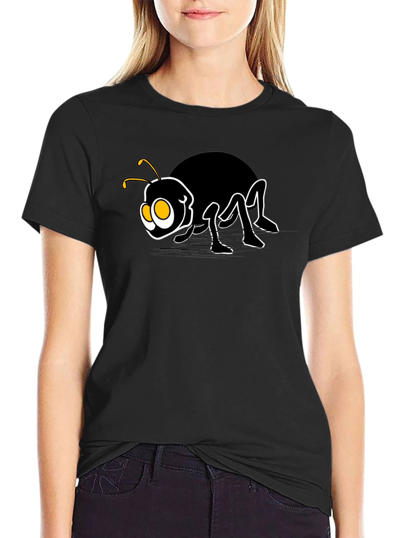 Funny Ant Graphic Black T-Shirt