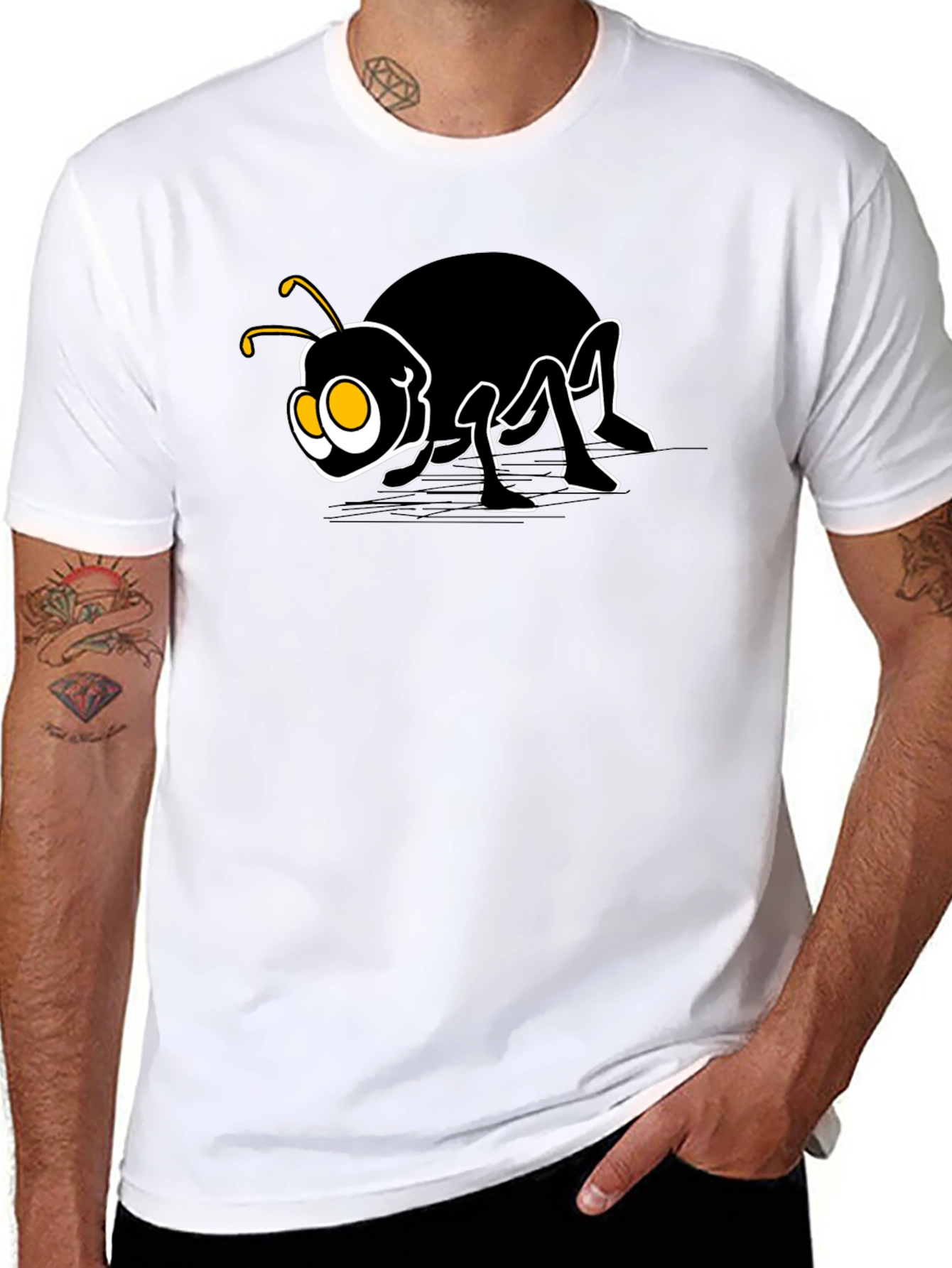 Funny Ant Graphic Black T-Shirt