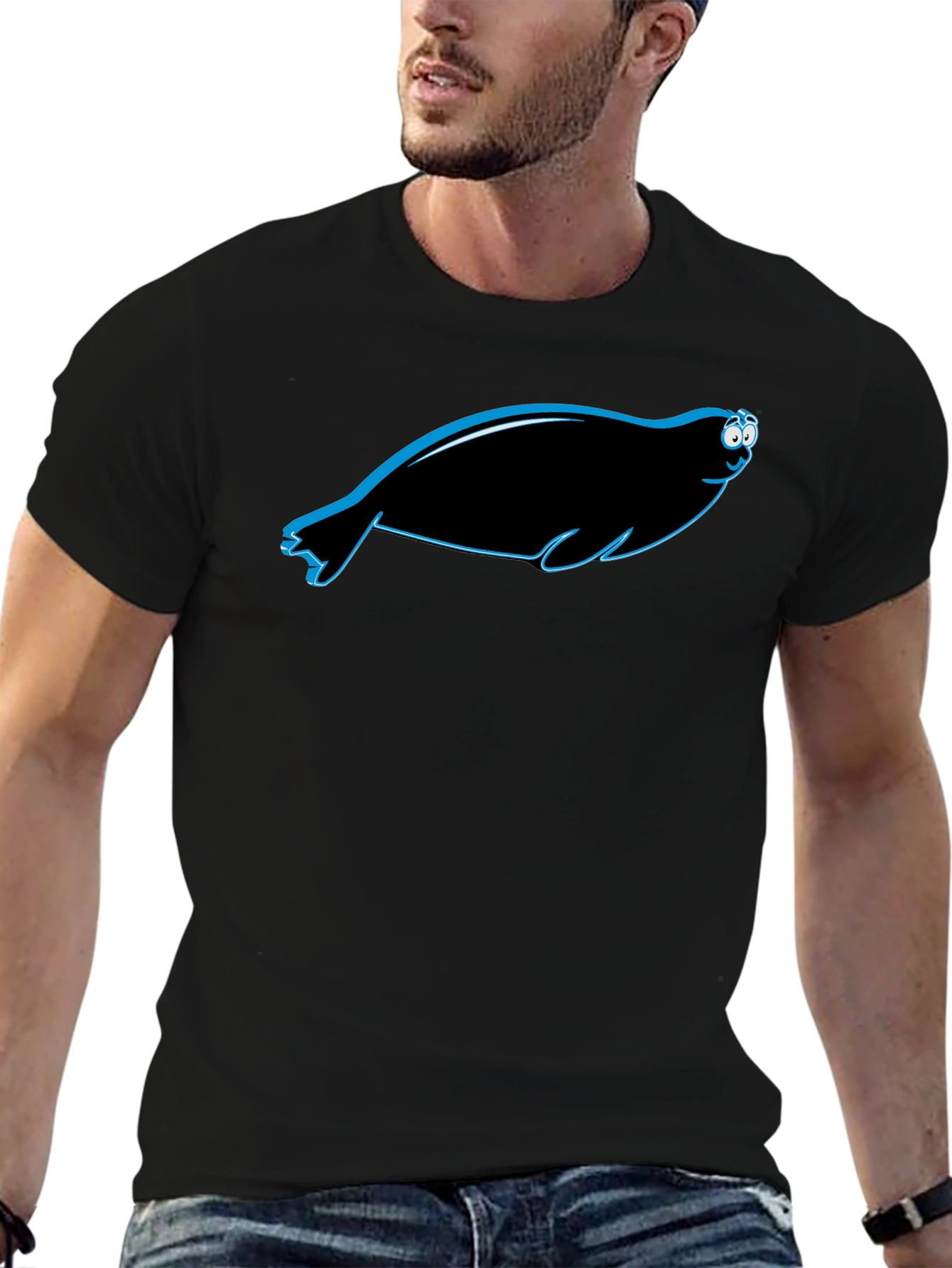 Funny Seal Graphic Tee - Black Unisex Shirt