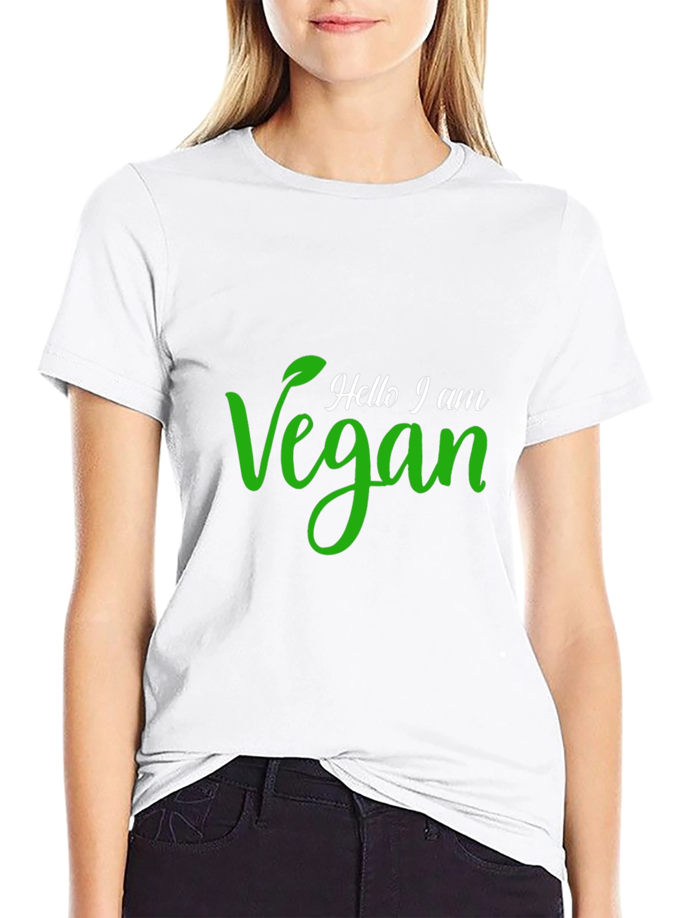 Hello I am Vegan T-Shirt - Green Vegan Design