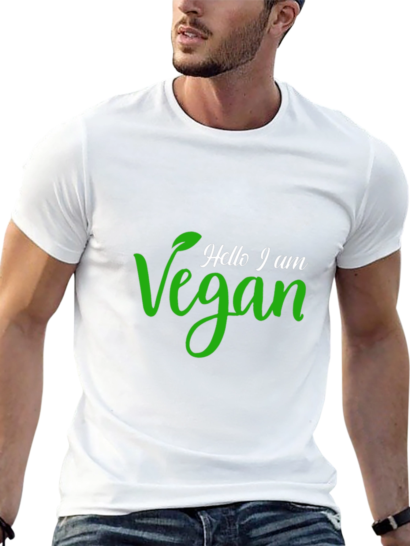 Hello I am Vegan T-Shirt - Green Vegan Design