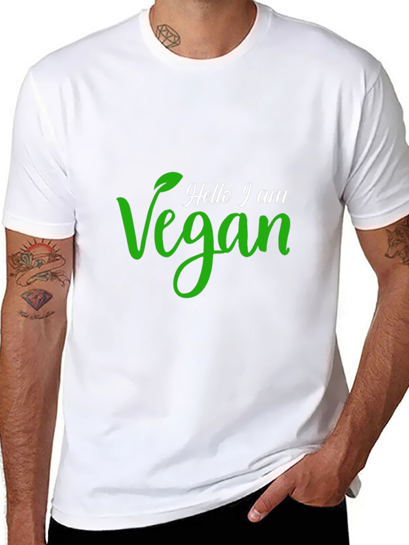Hello I am Vegan T-Shirt - Green Vegan Design