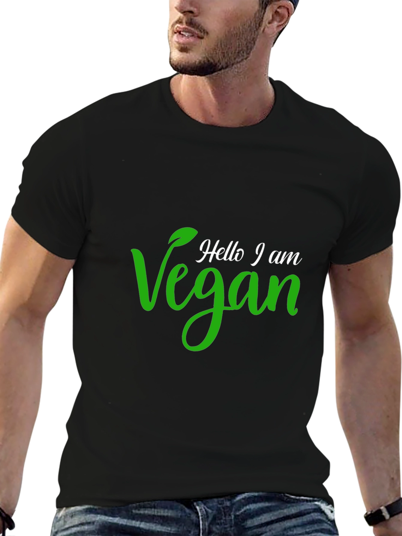 Hello I am Vegan T-Shirt - Green Vegan Design