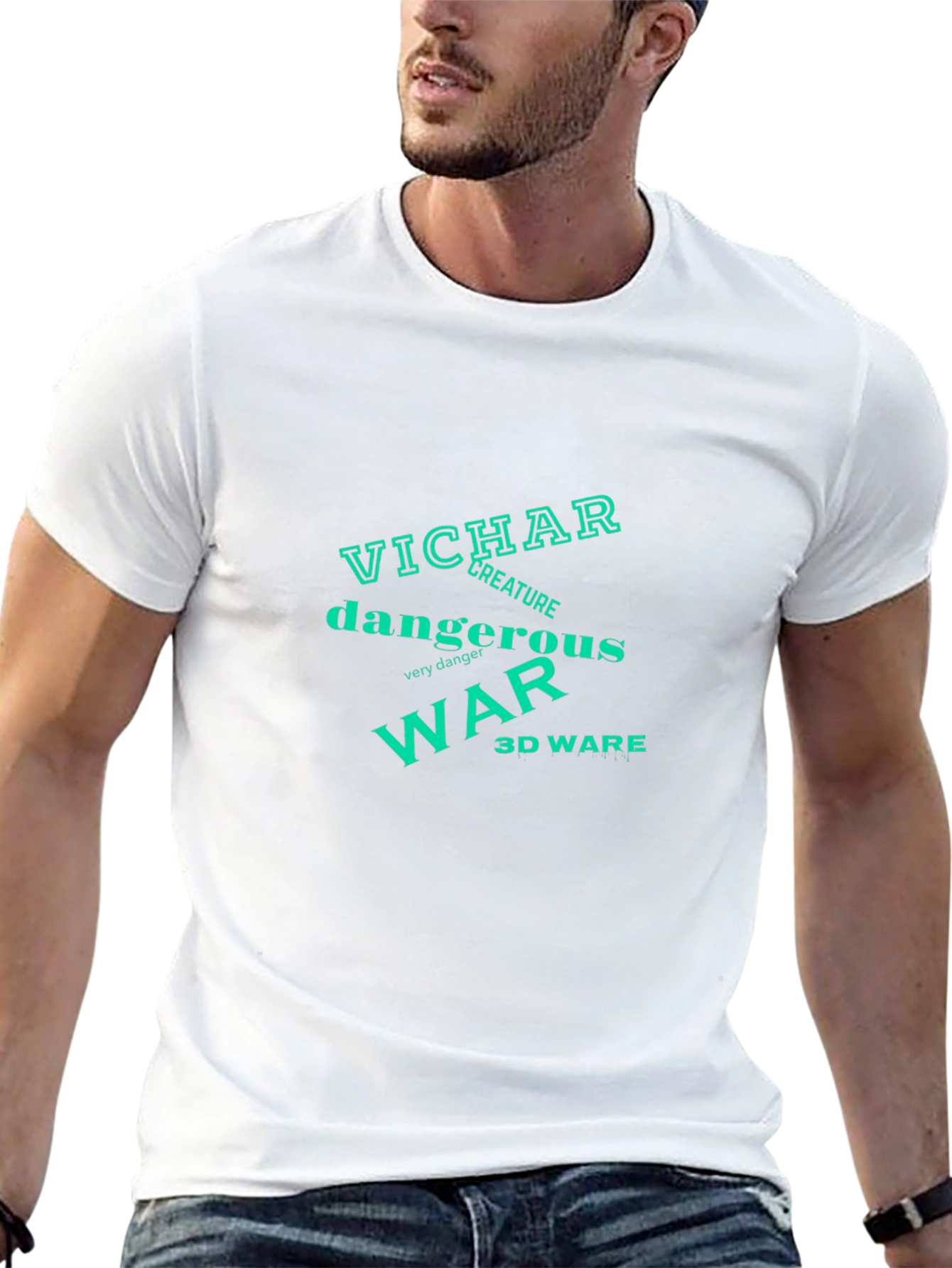 Edgy Graphic Print Mens Black T-Shirt
