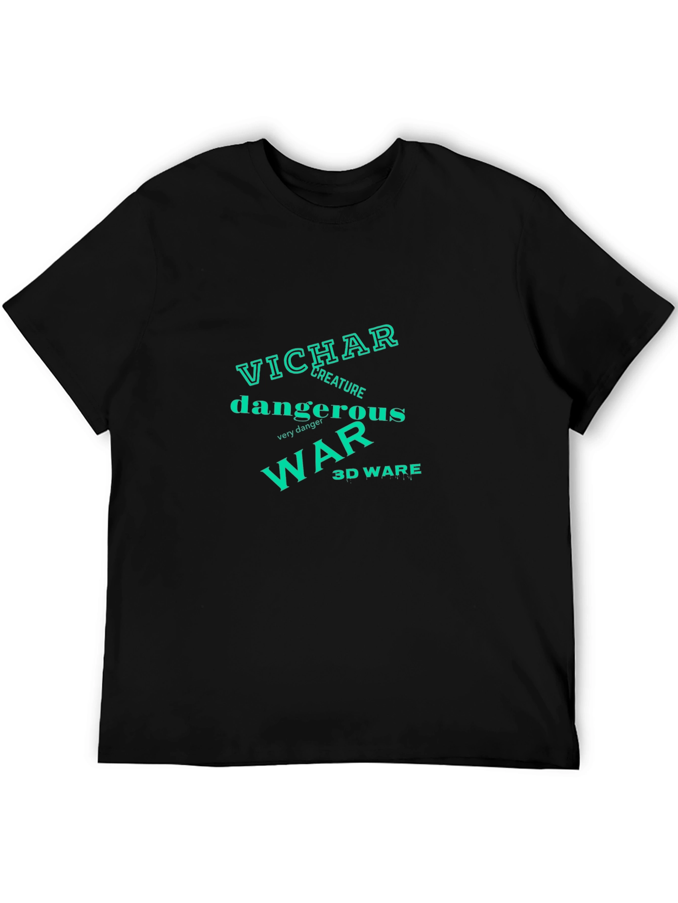 Edgy Graphic Print Mens Black T-Shirt