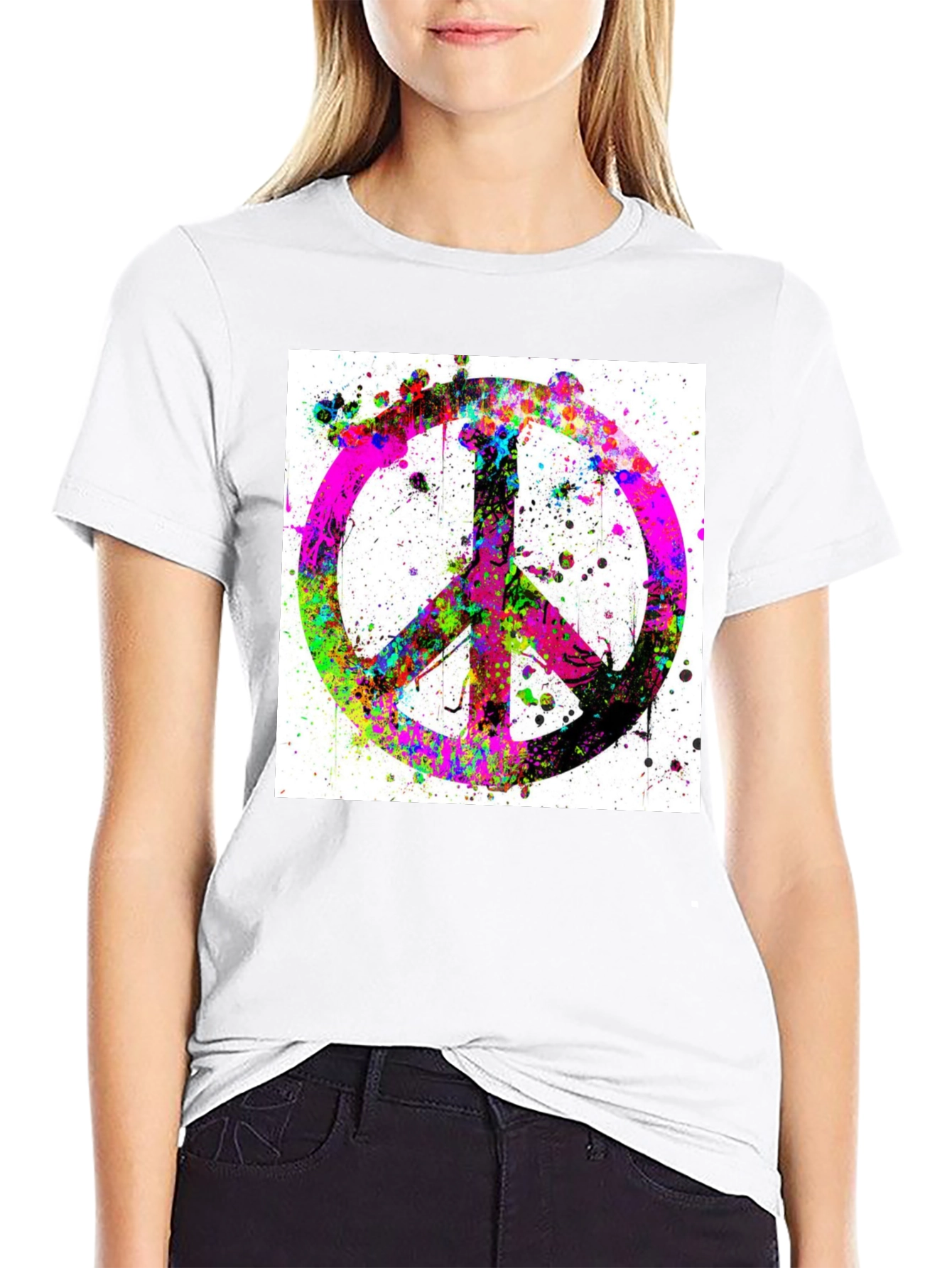 Peace Sign Graphic T-Shirt - Stylish Black Tee