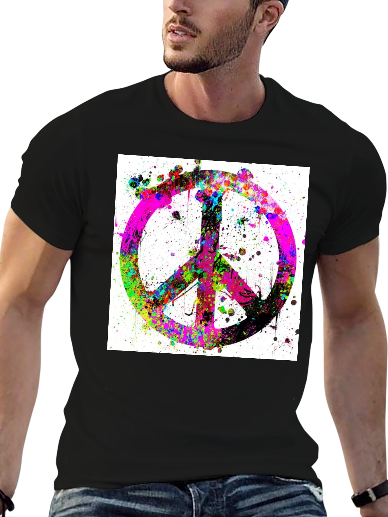 Peace Sign Graphic T-Shirt - Stylish Black Tee