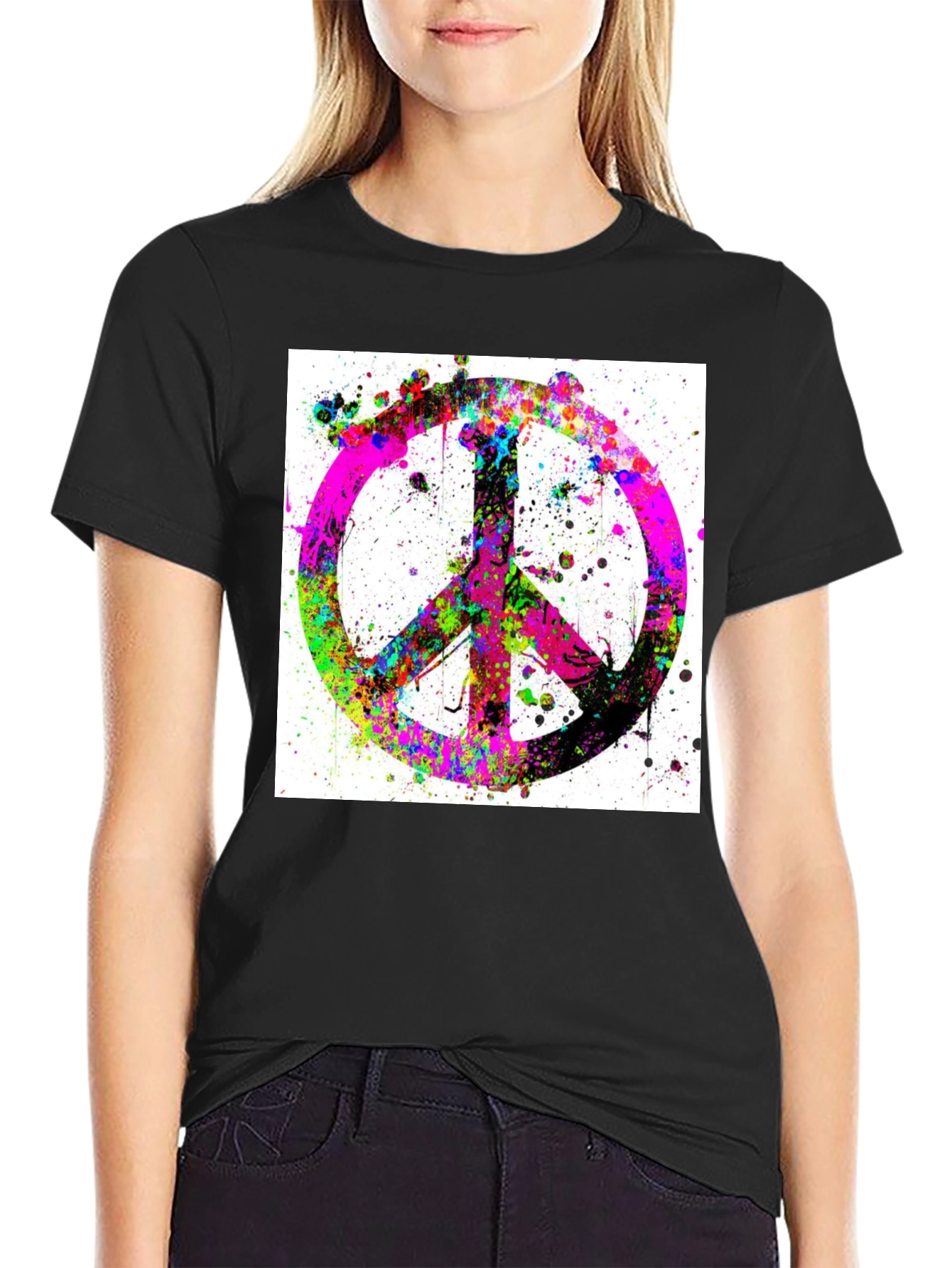 Peace Sign Graphic T-Shirt - Stylish Black Tee