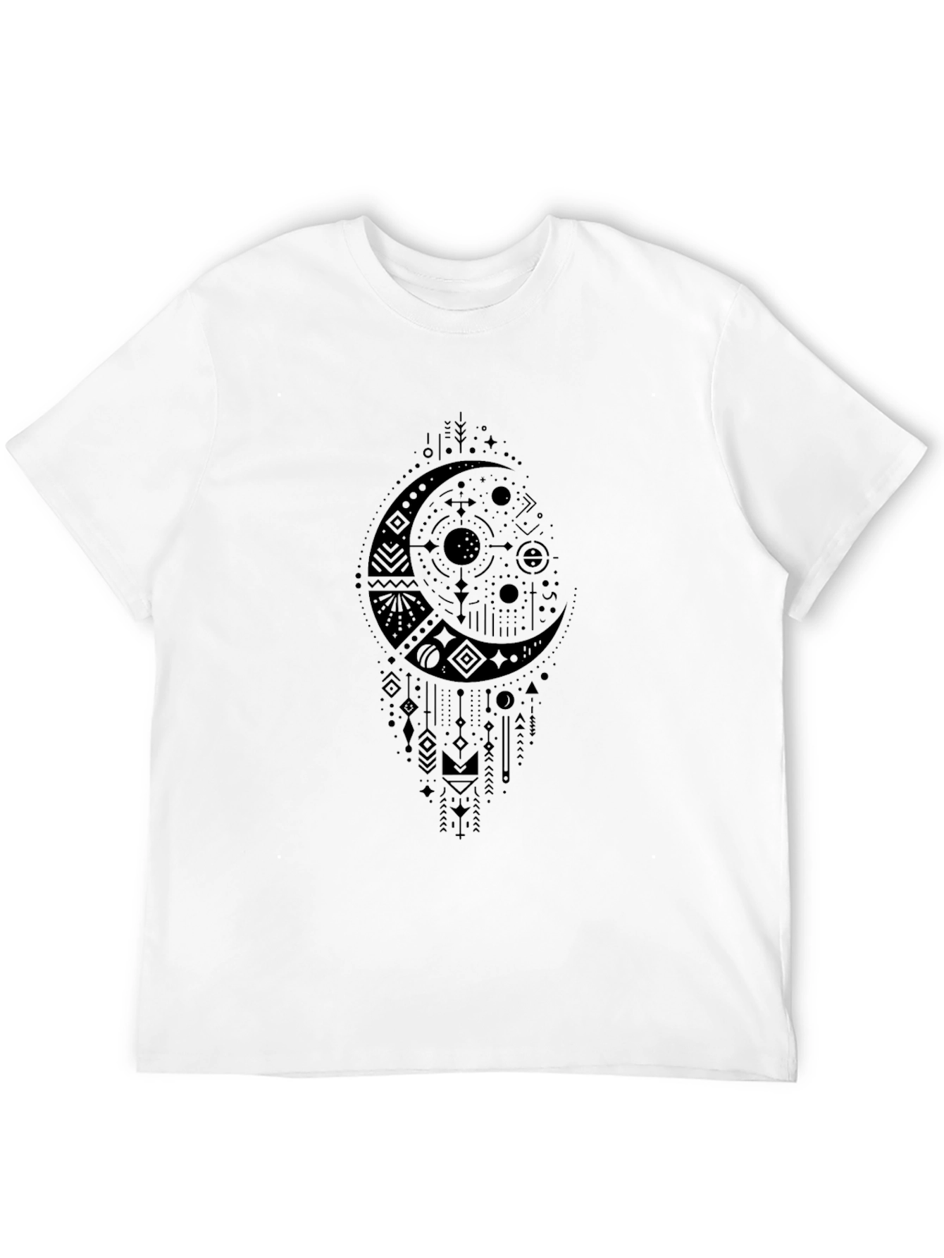Mens Black Graphic Moon T-Shirt
