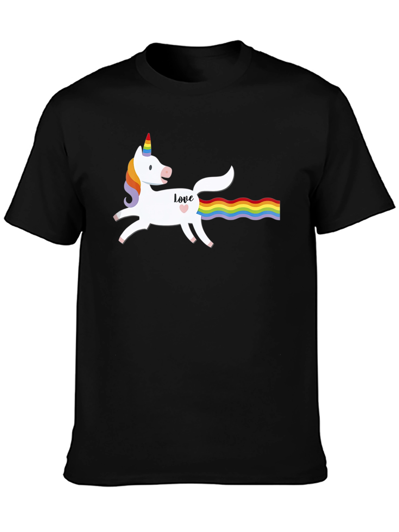 Unicorn Love Rainbow Tail Graphic T-Shirt
