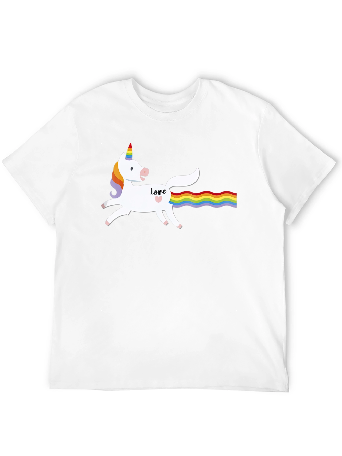 Unicorn Love Rainbow Tail Graphic T-Shirt