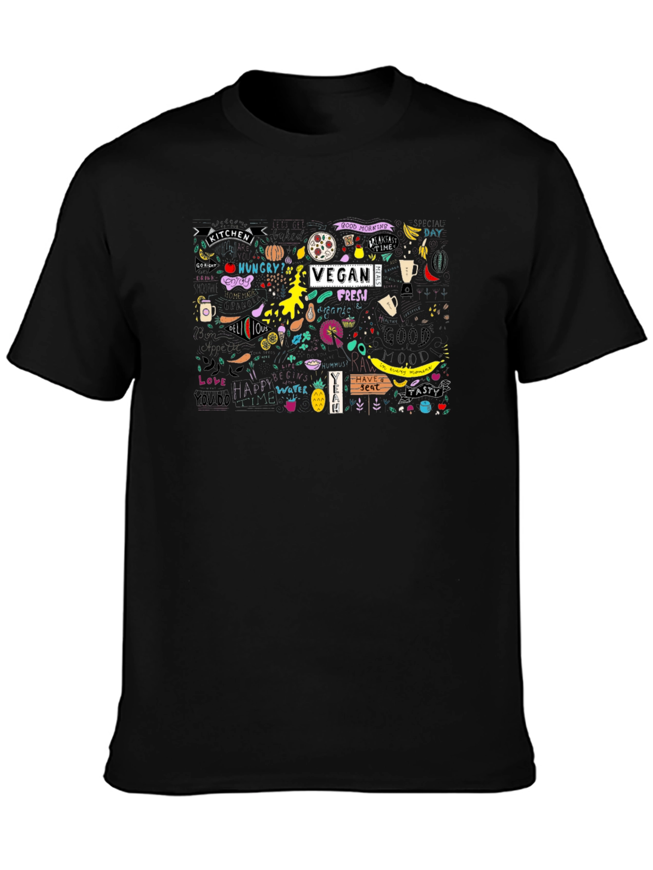 Vegan Fresh Doodle Graphic T-Shirt