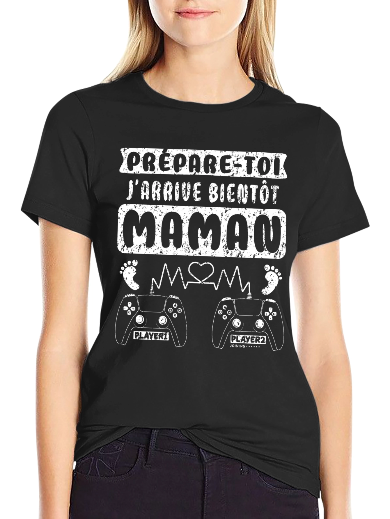Prepárate Maman Black T-Shirt - Gamer Baby Announcement