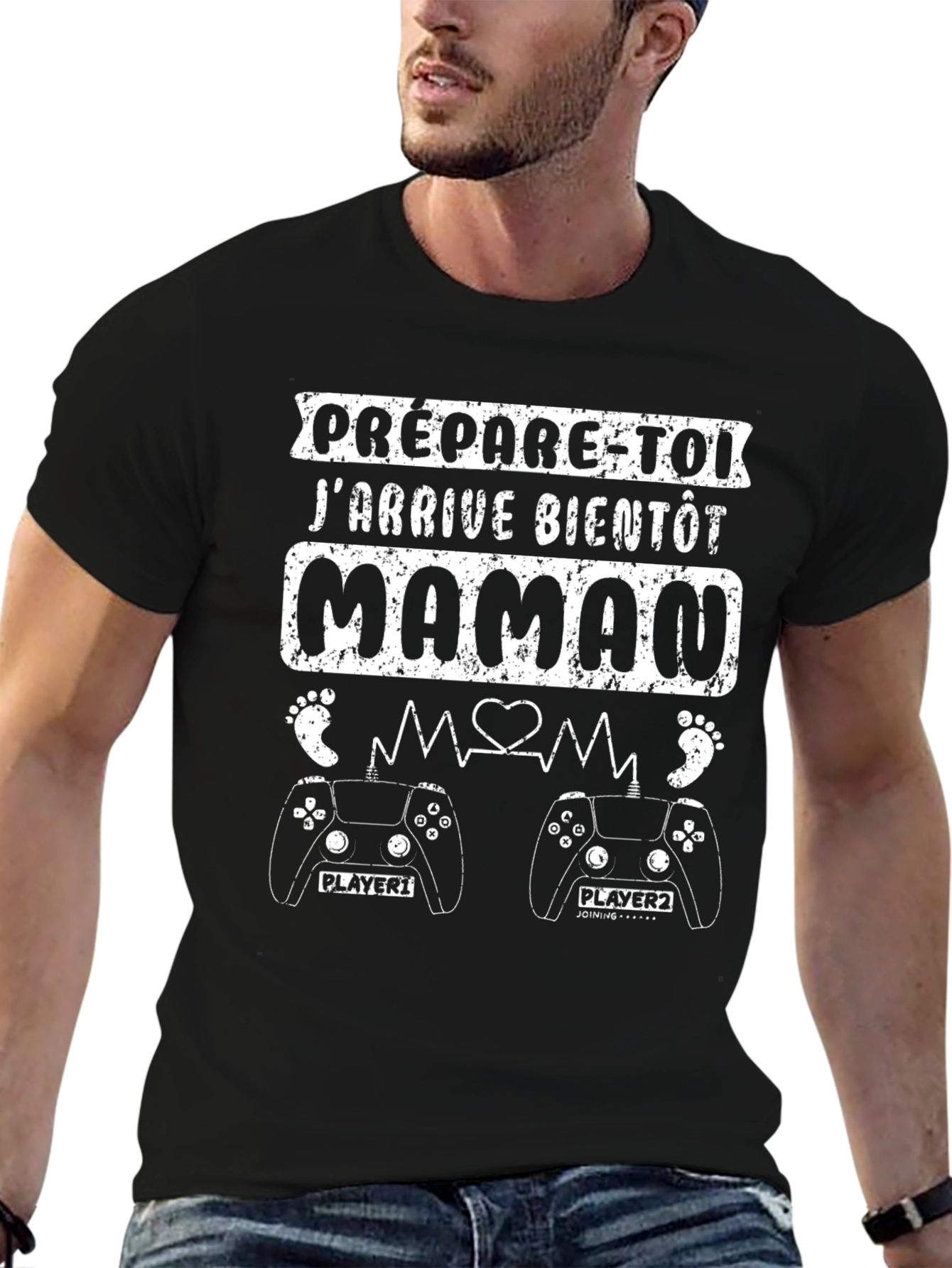 Prepárate Maman Black T-Shirt - Gamer Baby Announcement
