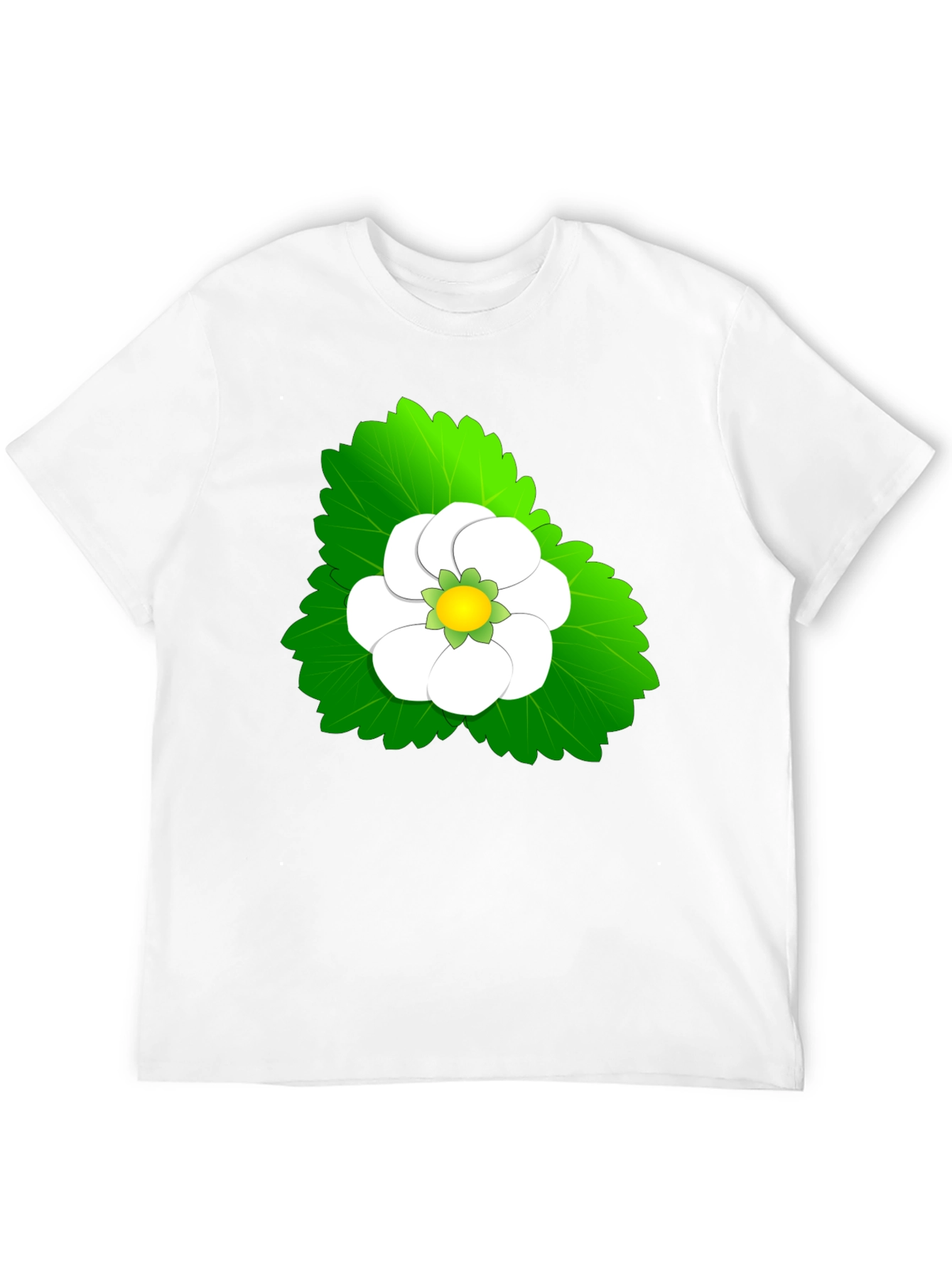 Black Tee with Floral Leaf Design