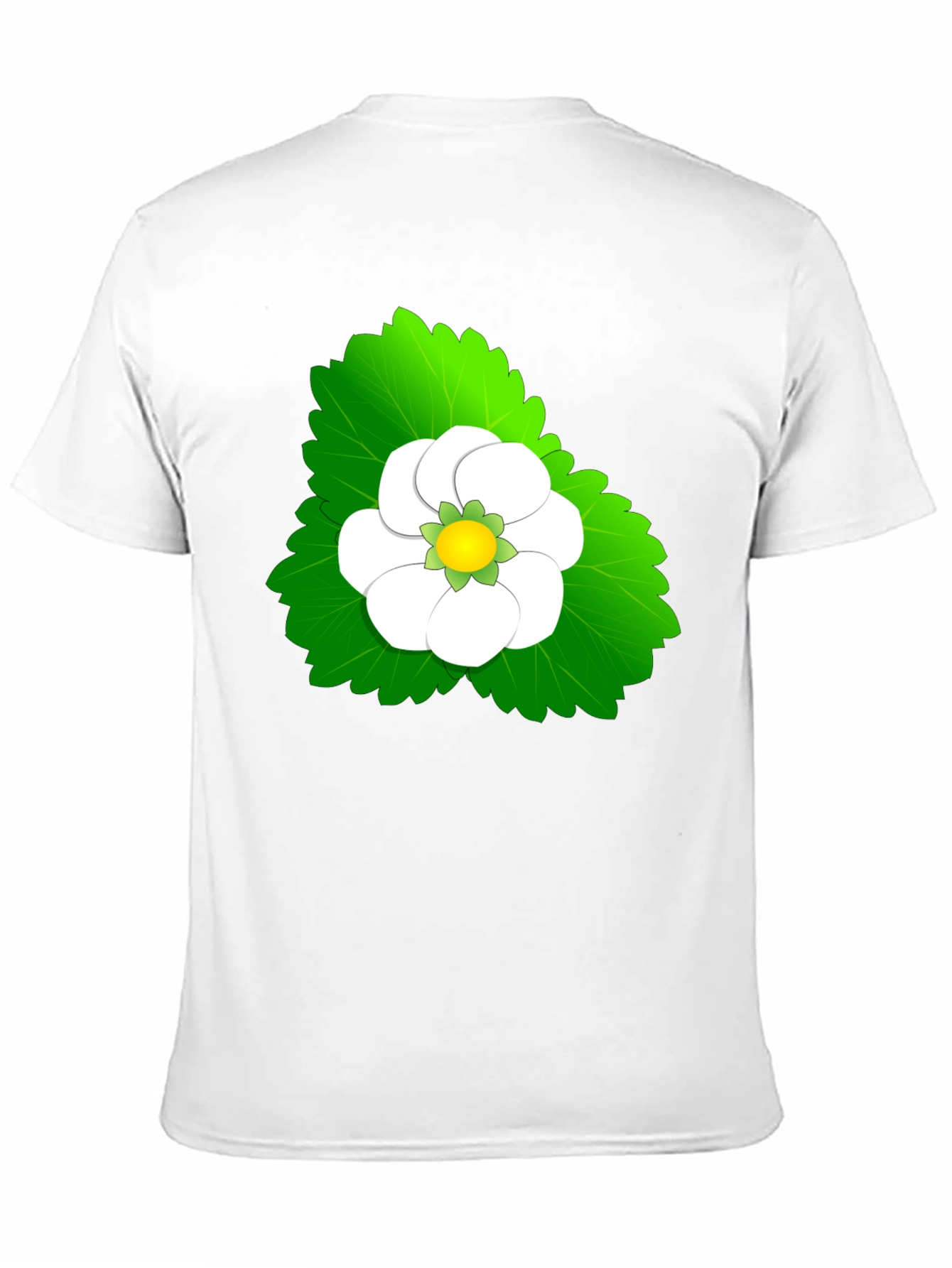 Black Tee with Floral Leaf Design
