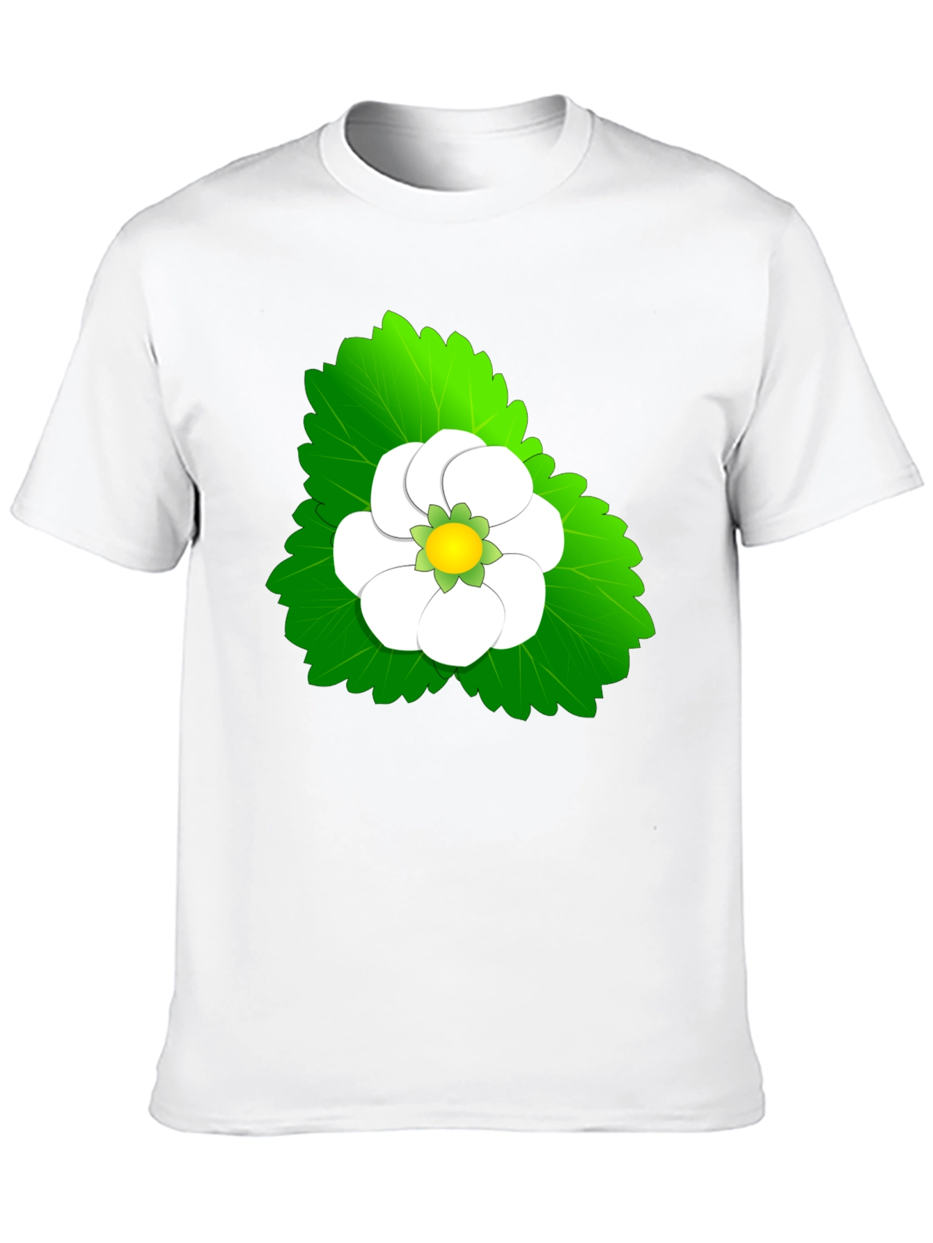 Black Tee with Floral Leaf Design