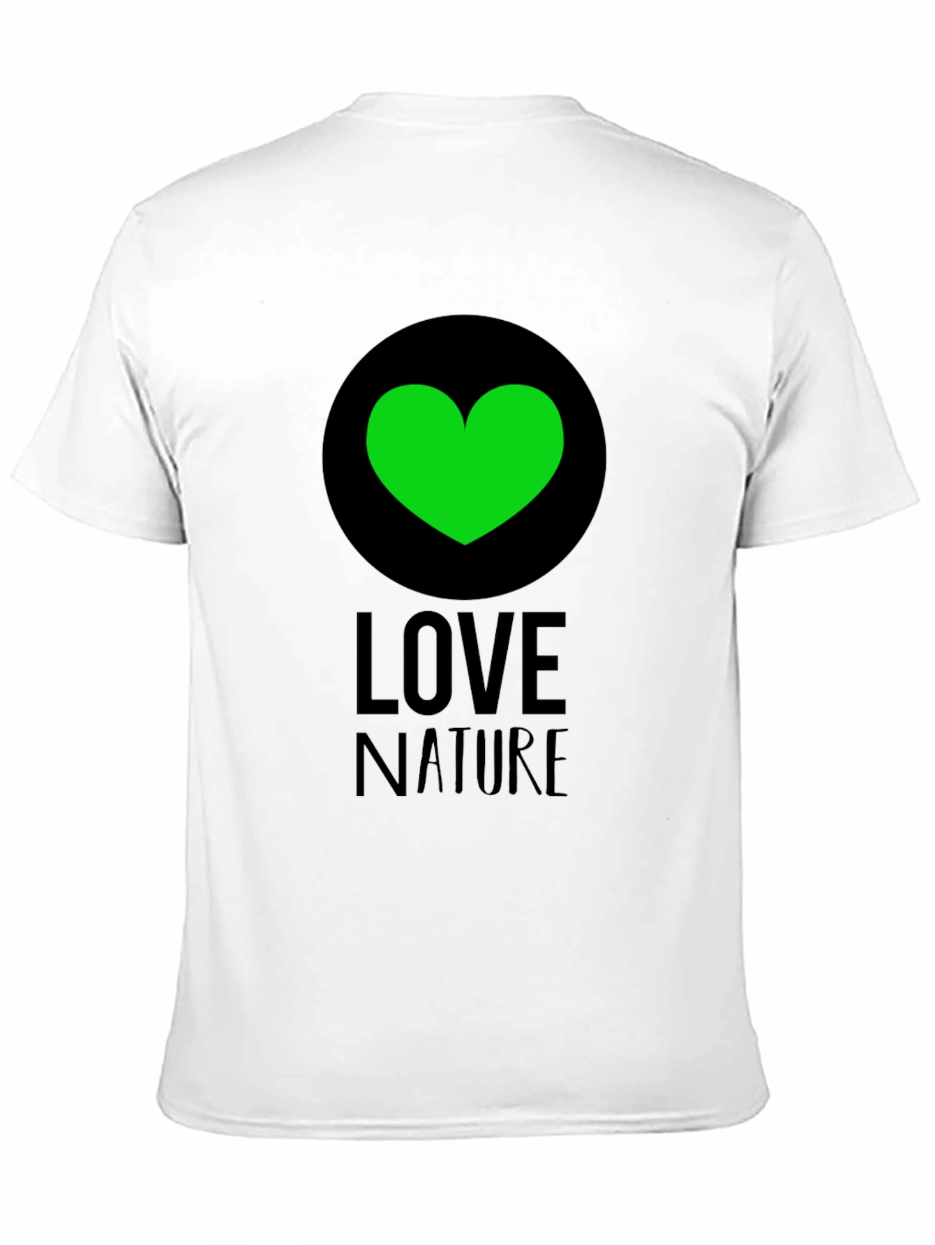 Love Nature Green Heart Graphic Tee - Black