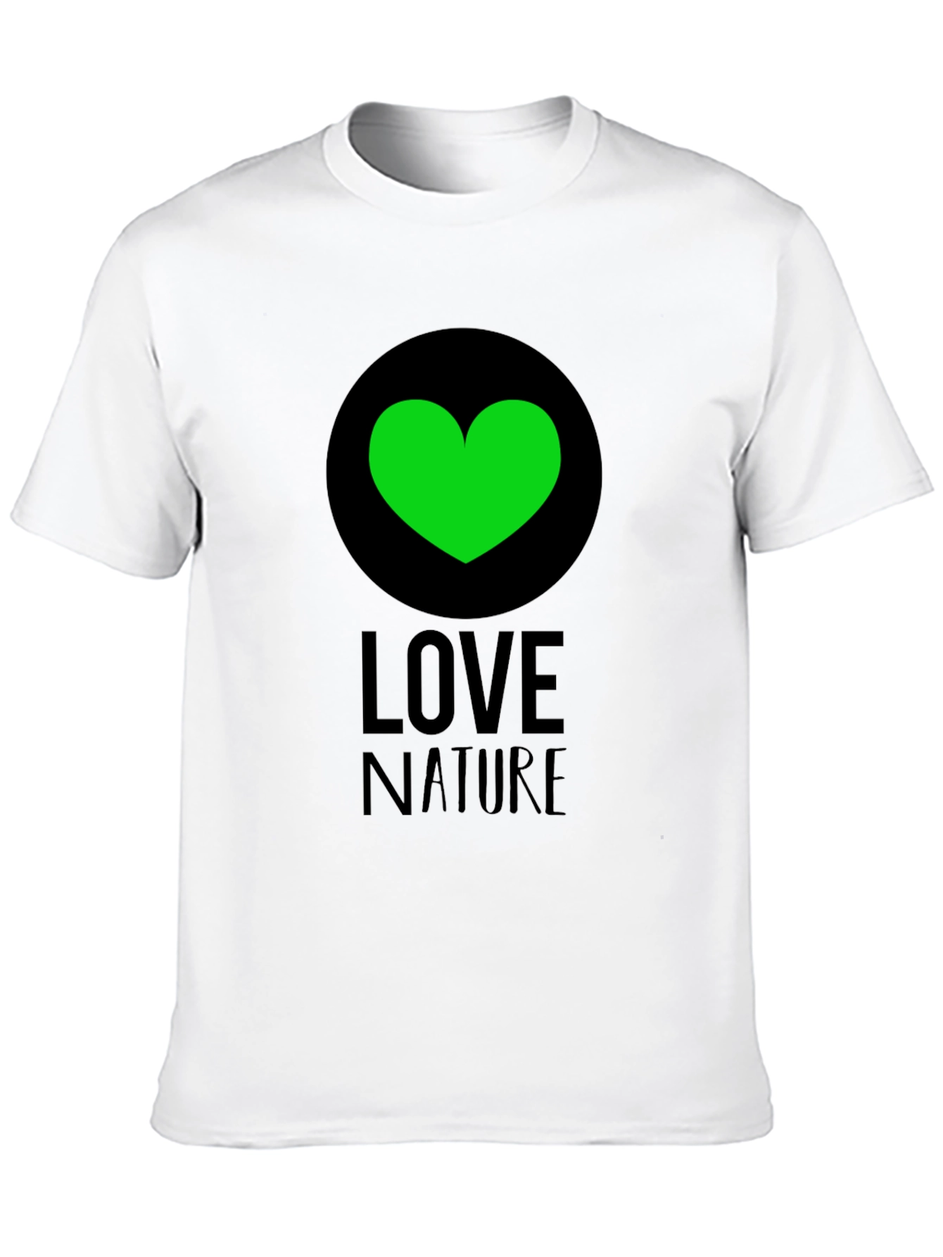 Love Nature Green Heart Graphic Tee - Black