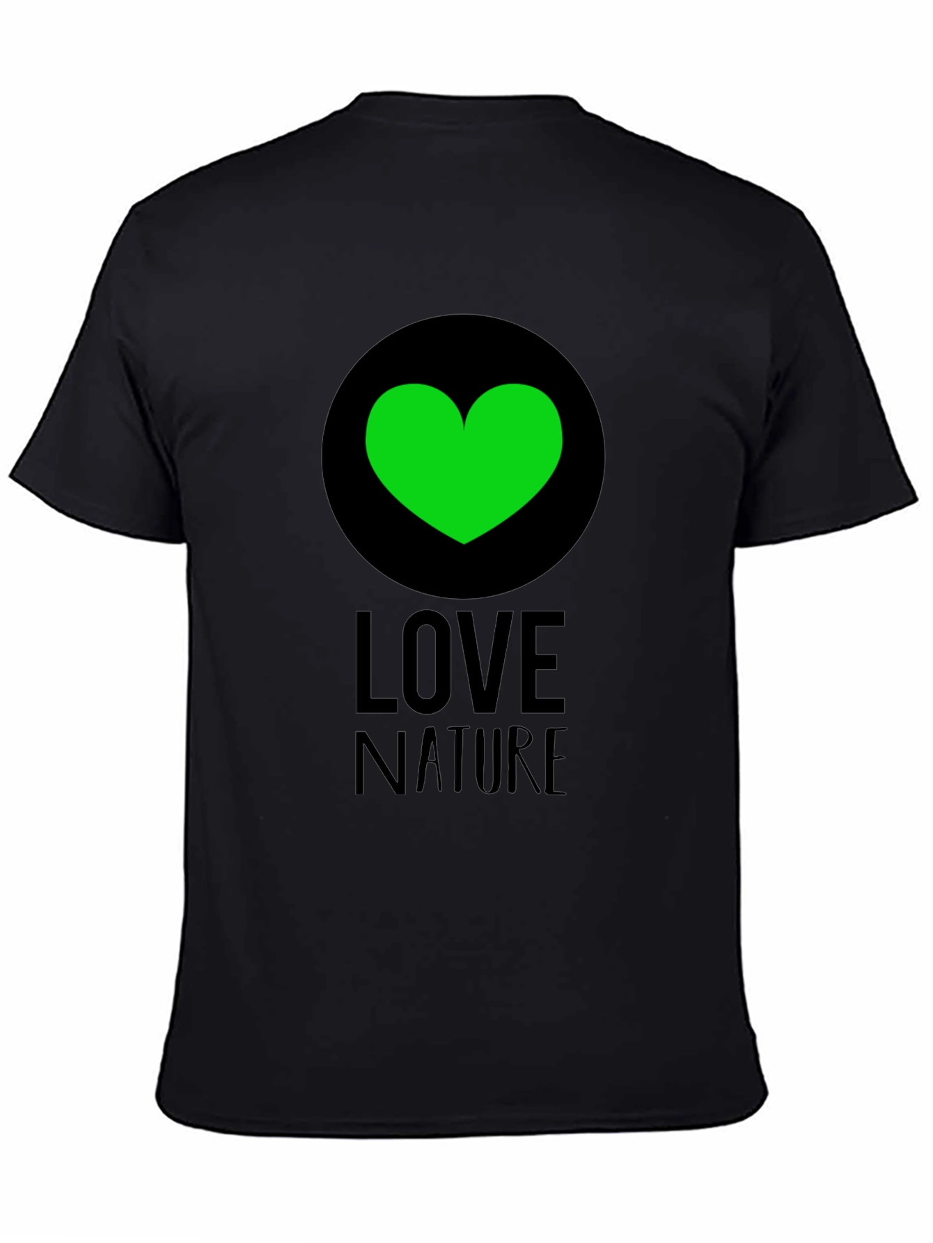 Love Nature Green Heart Graphic Tee - Black