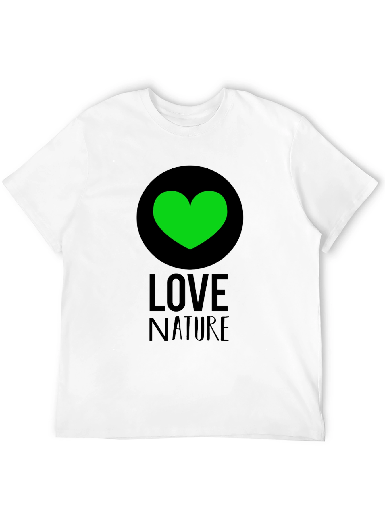 Love Nature Green Heart Graphic Tee - Black