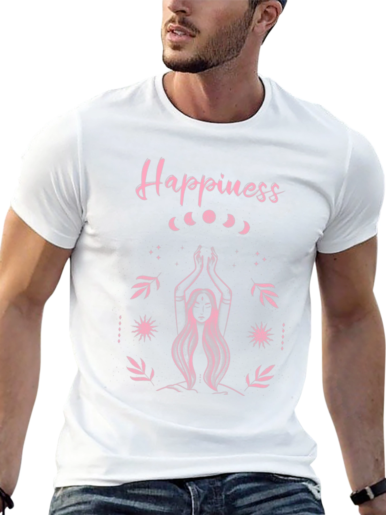 Happiness Graphic T-Shirt - Moon Phase Yoga Tee