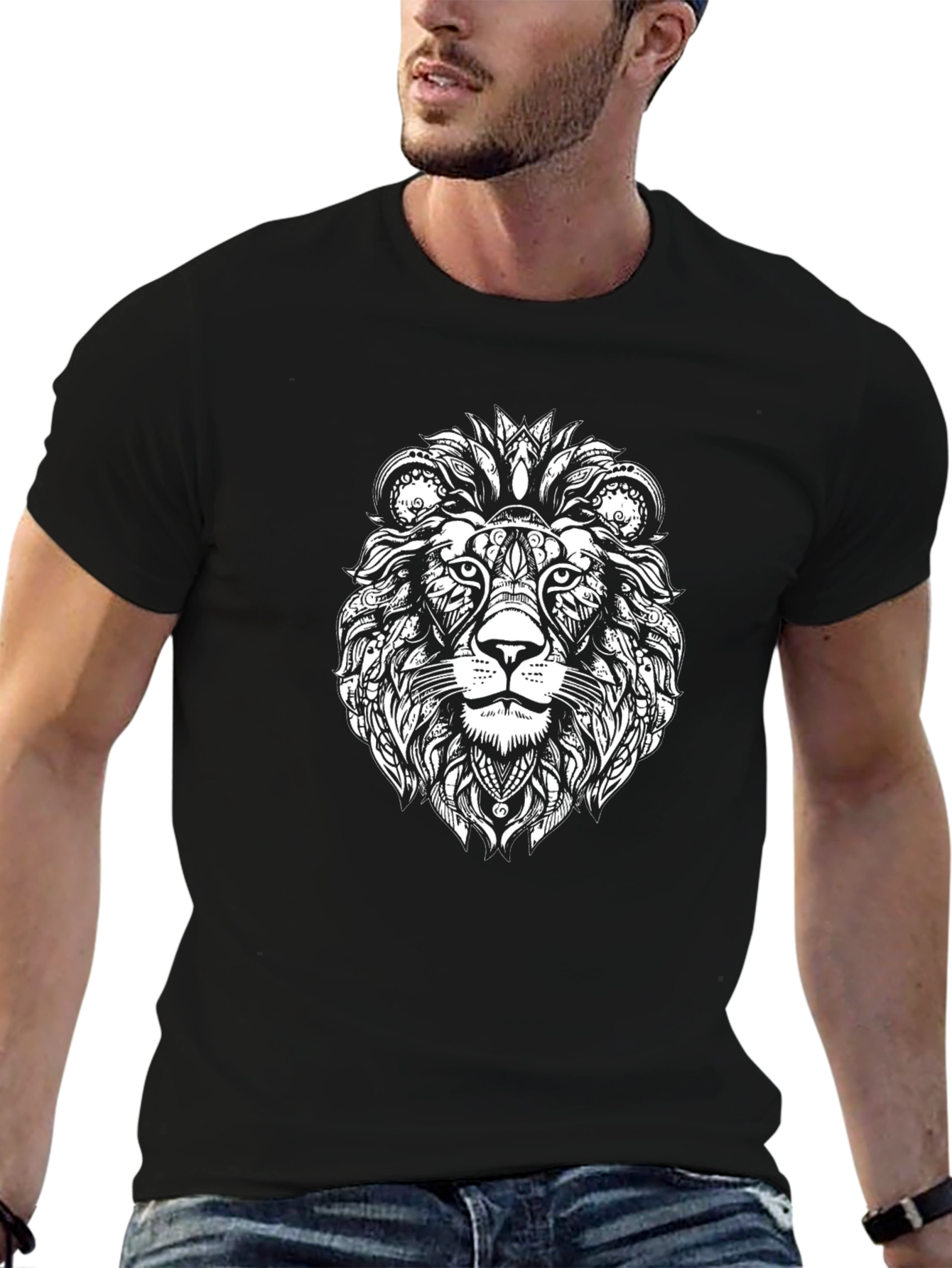 Lion Head Graphic Tee - Black