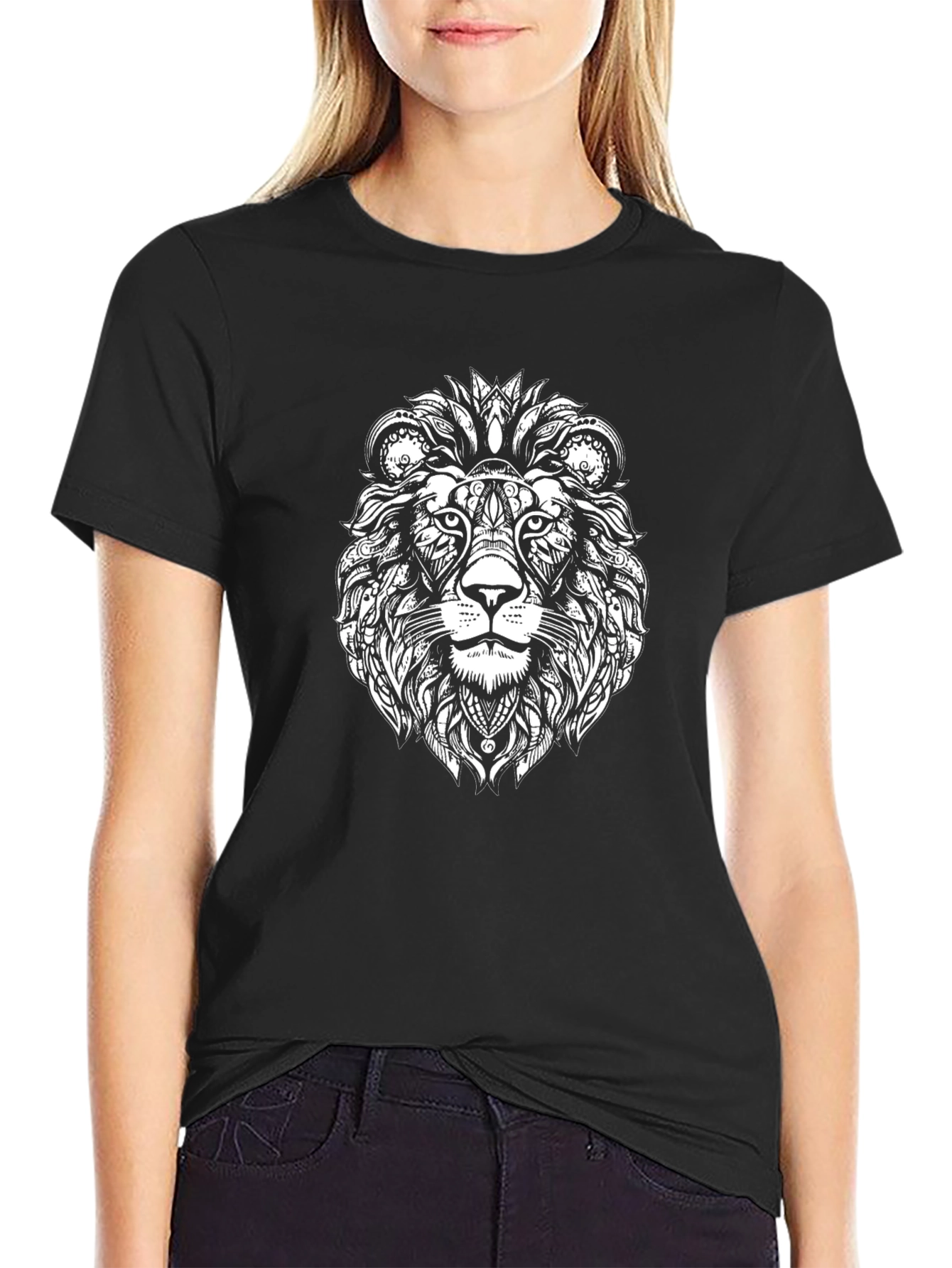 Lion Head Graphic Tee - Black