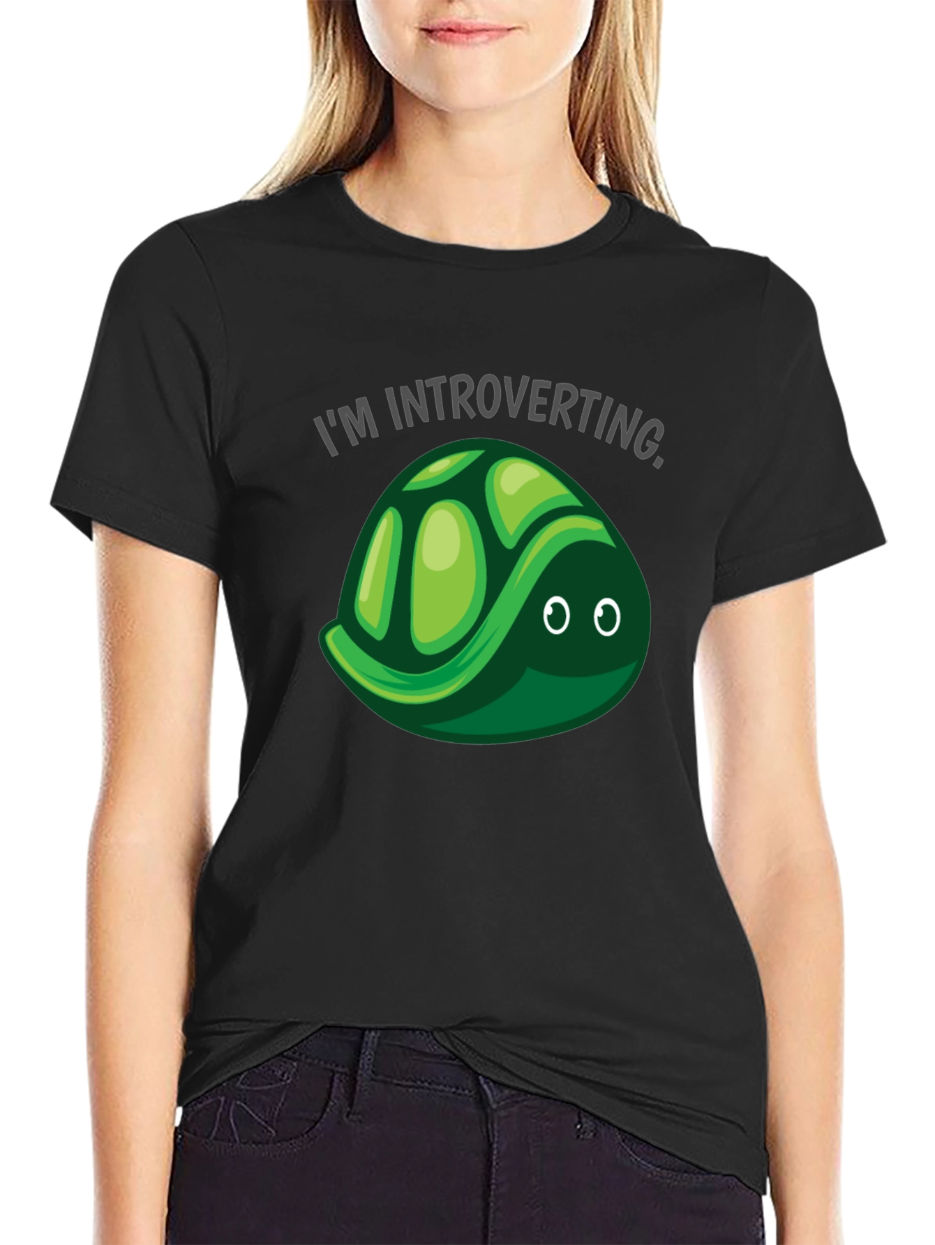 Introverting Turtle T-Shirt - Black Cotton Tee