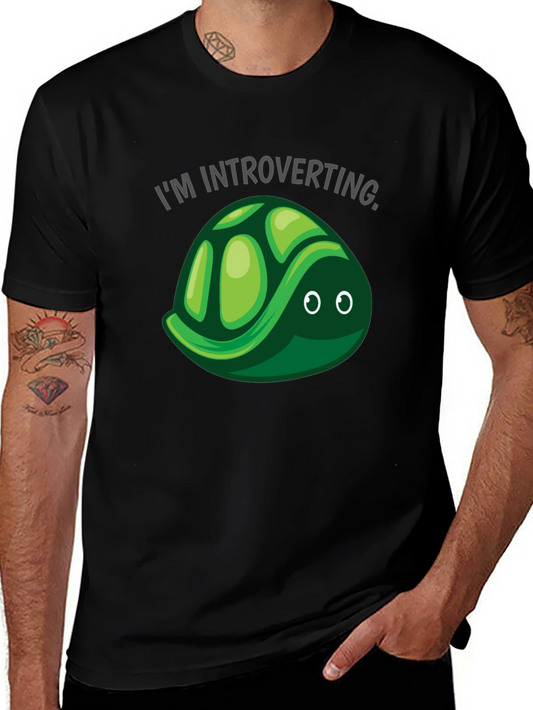 Introverting Turtle T-Shirt - Black Cotton Tee