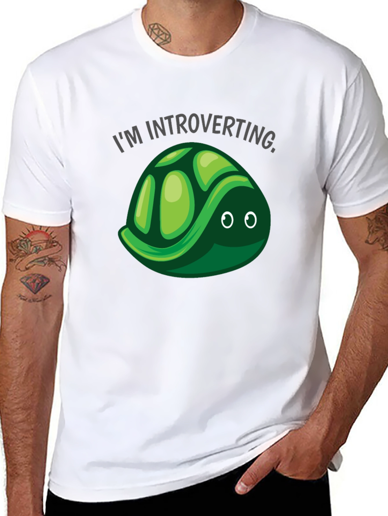 Introverting Turtle T-Shirt - Black Cotton Tee