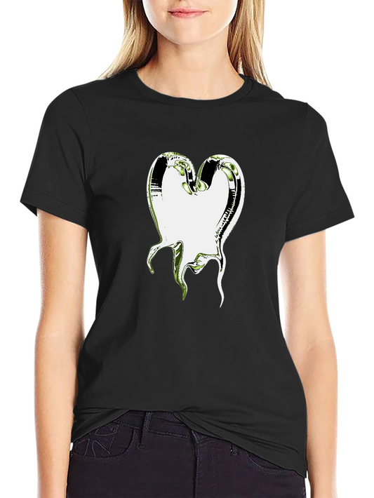 Abstract Heart Graphic T-Shirt - Black Cotton Tee