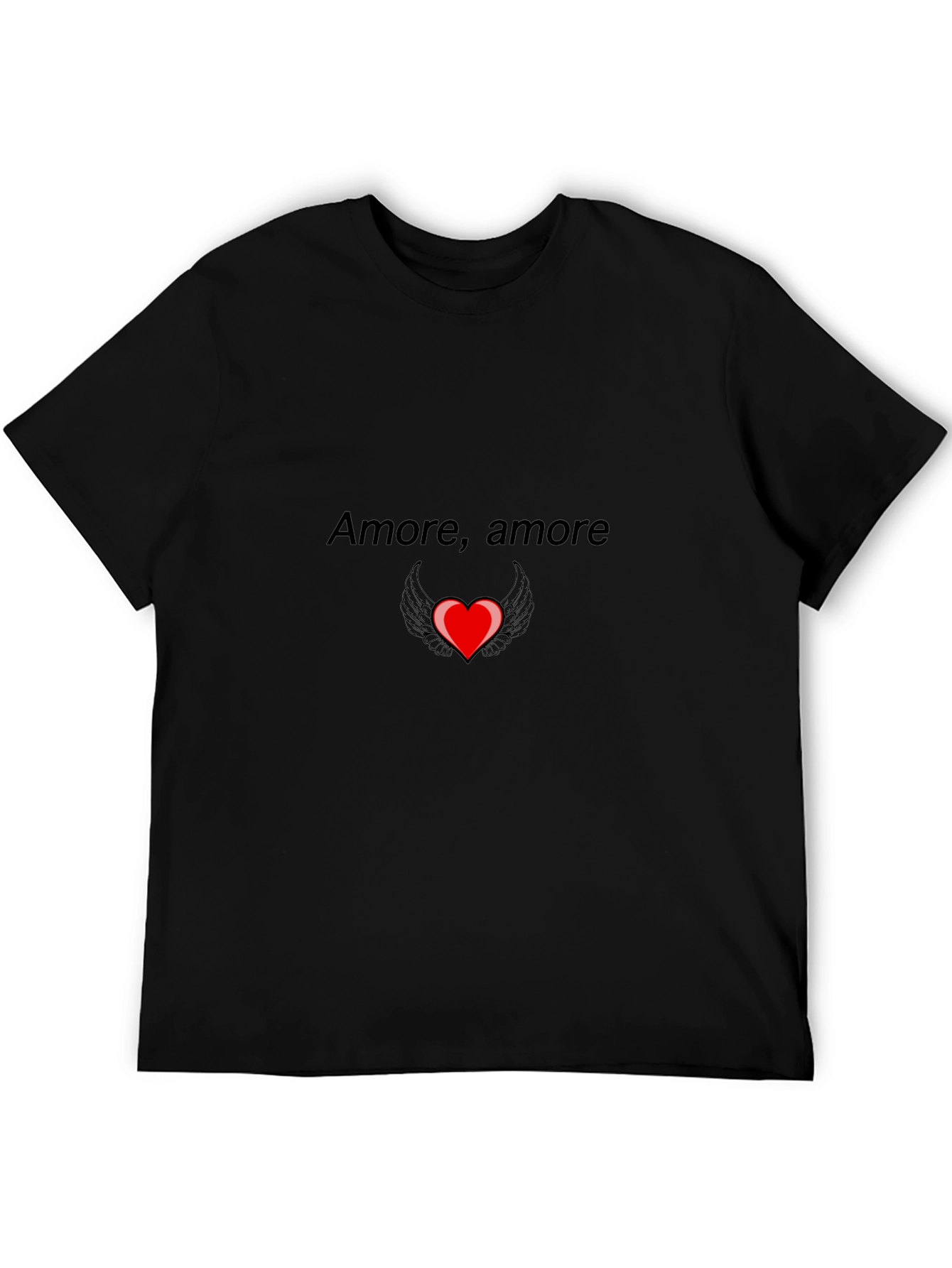 Amore Heart Wings Graphic Tee - Black