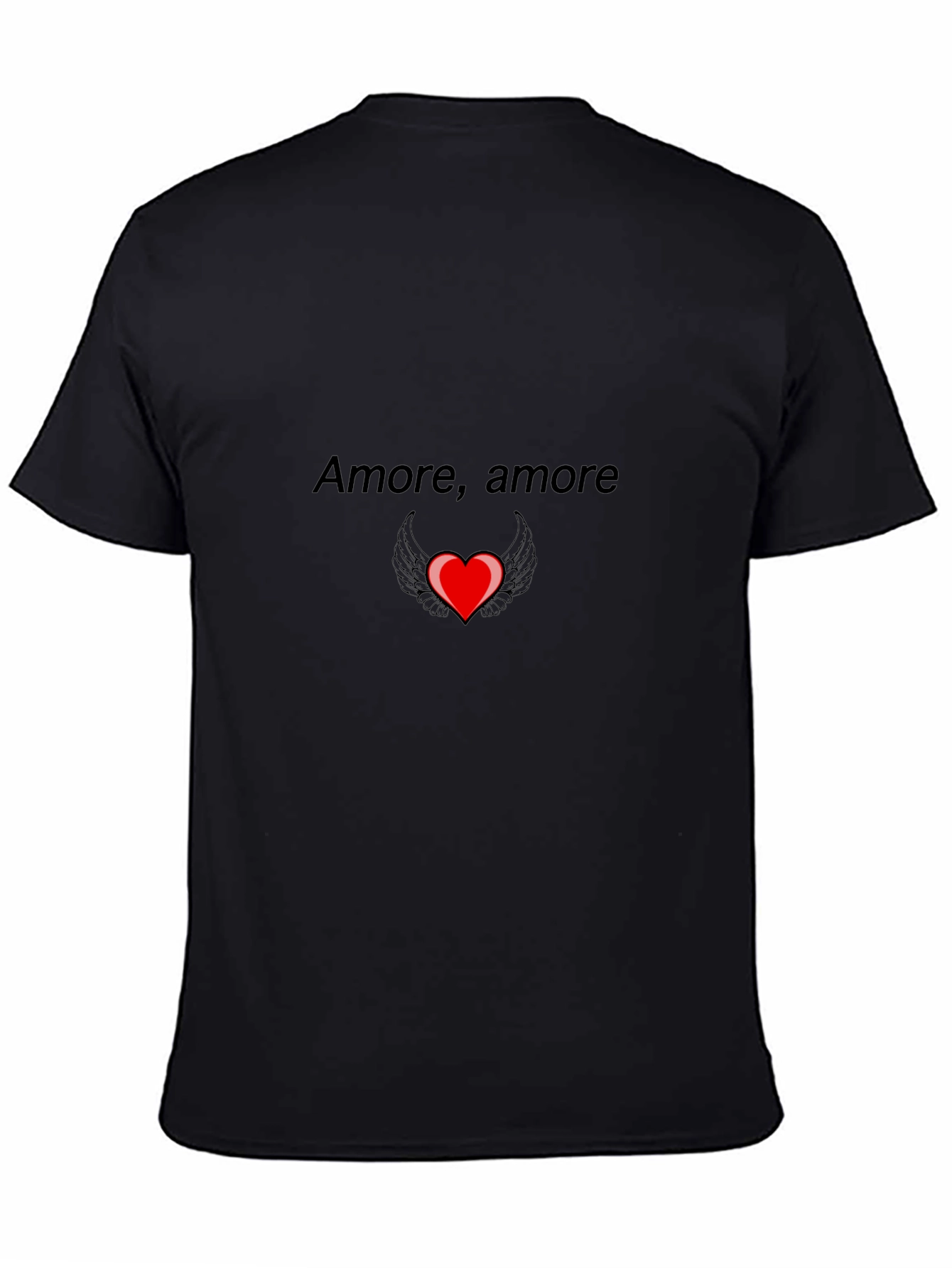 Amore Heart Wings Graphic Tee - Black