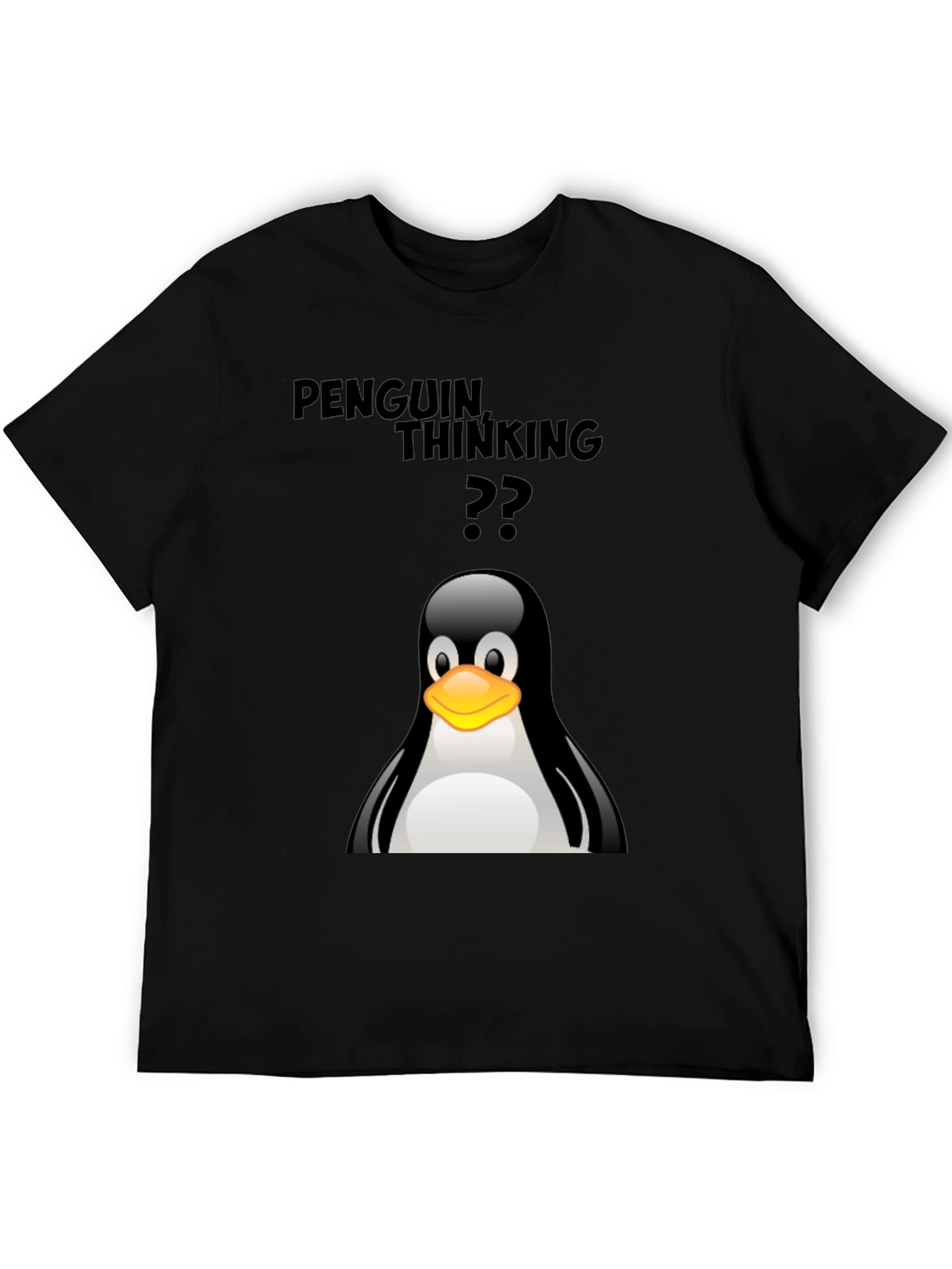 Penguin Thinking T-Shirt - Black Cotton Tee