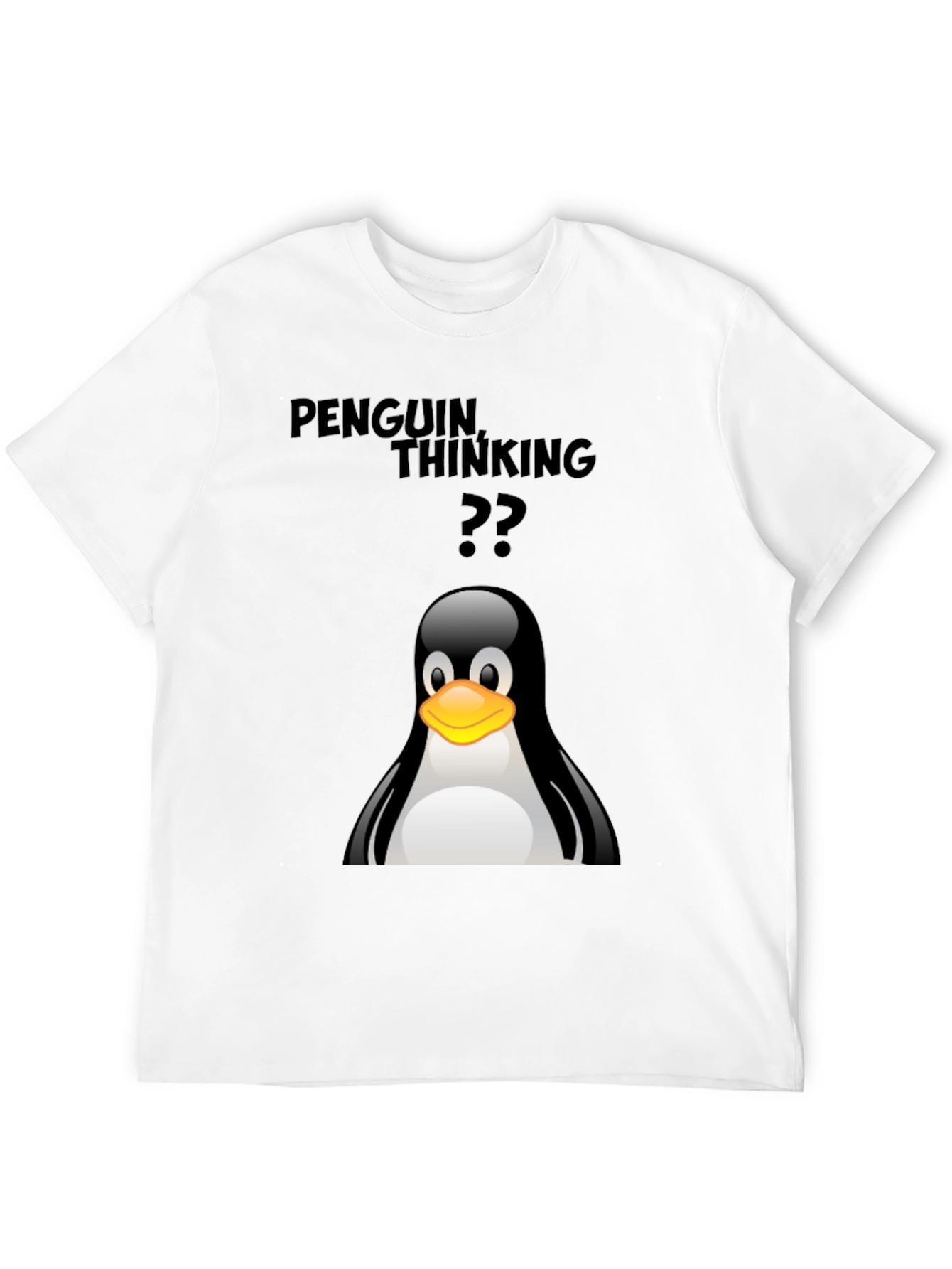 Penguin Thinking T-Shirt - Black Cotton Tee