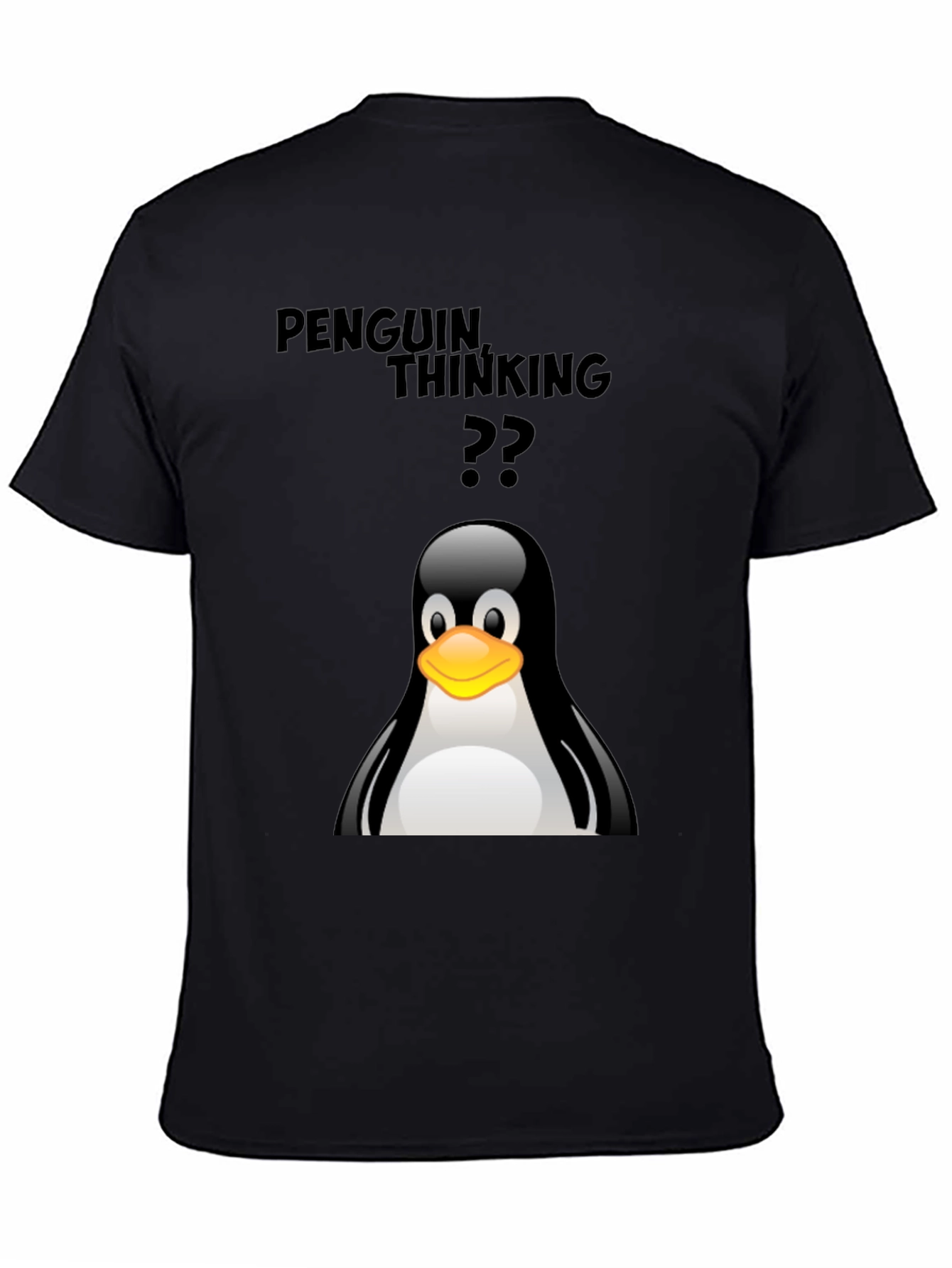 Penguin Thinking T-Shirt - Black Cotton Tee