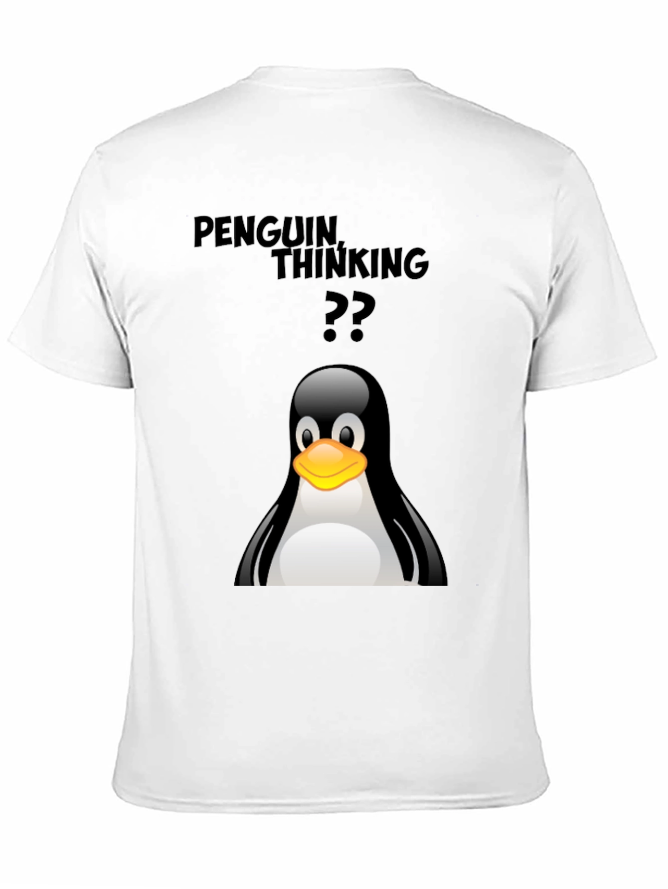 Penguin Thinking T-Shirt - Black Cotton Tee