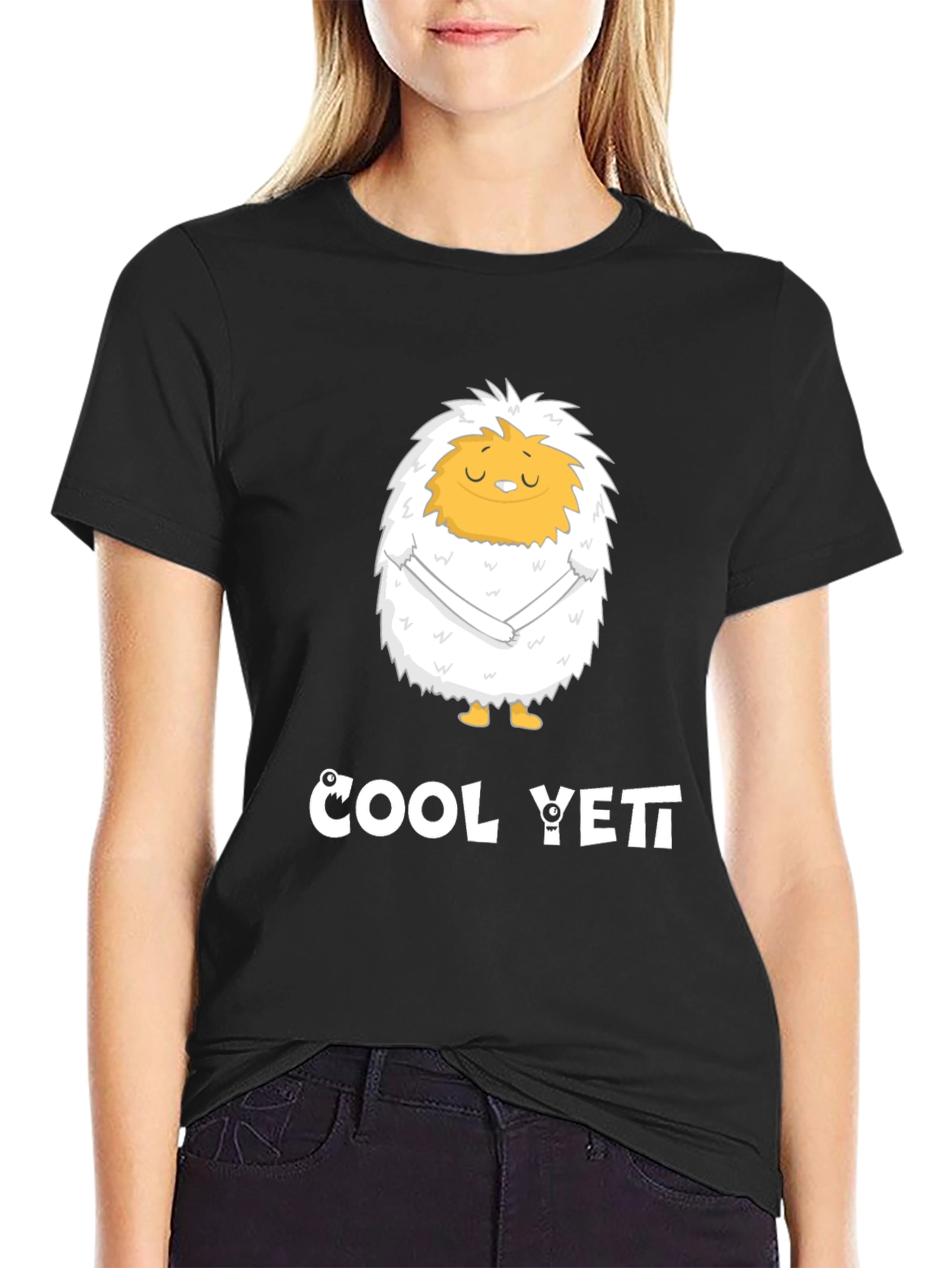 Cool Yeti Graphic Tee - Black Crew Neck