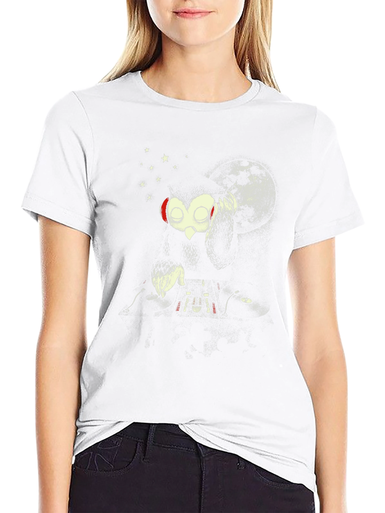 DJ Owl Graphic Tee - Black Cotton T-Shirt