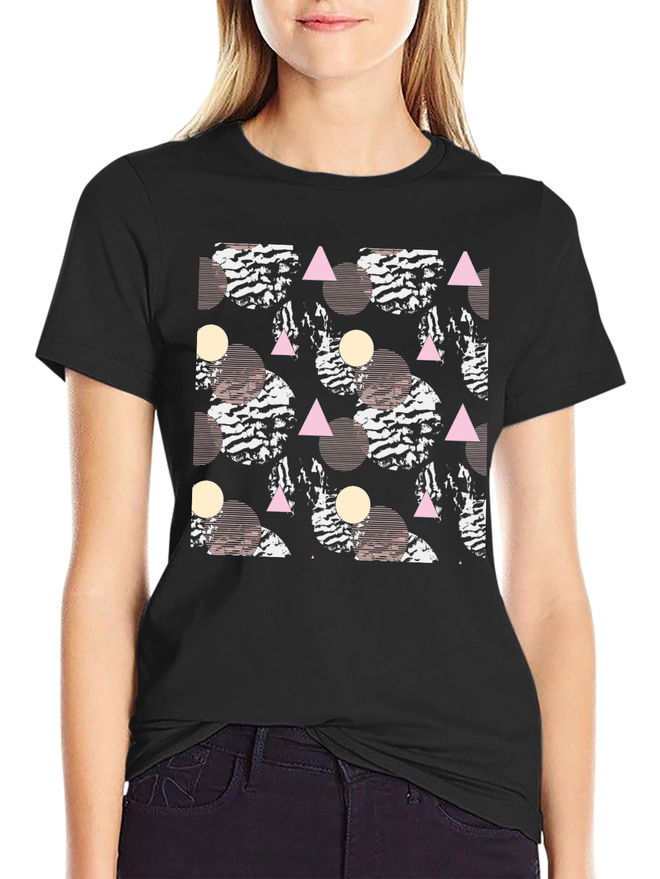 Abstract Geometric Print Crew Neck T-Shirt