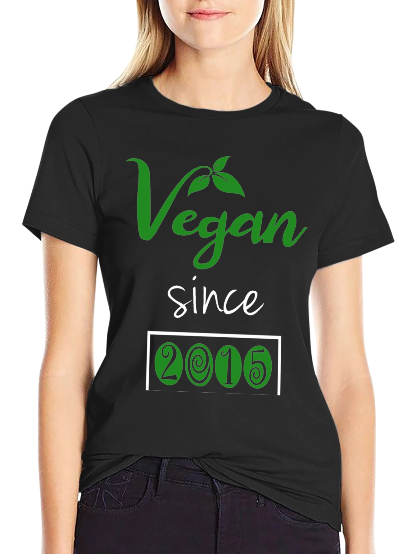 Vegan Since 2015 T-Shirt - Black Cotton