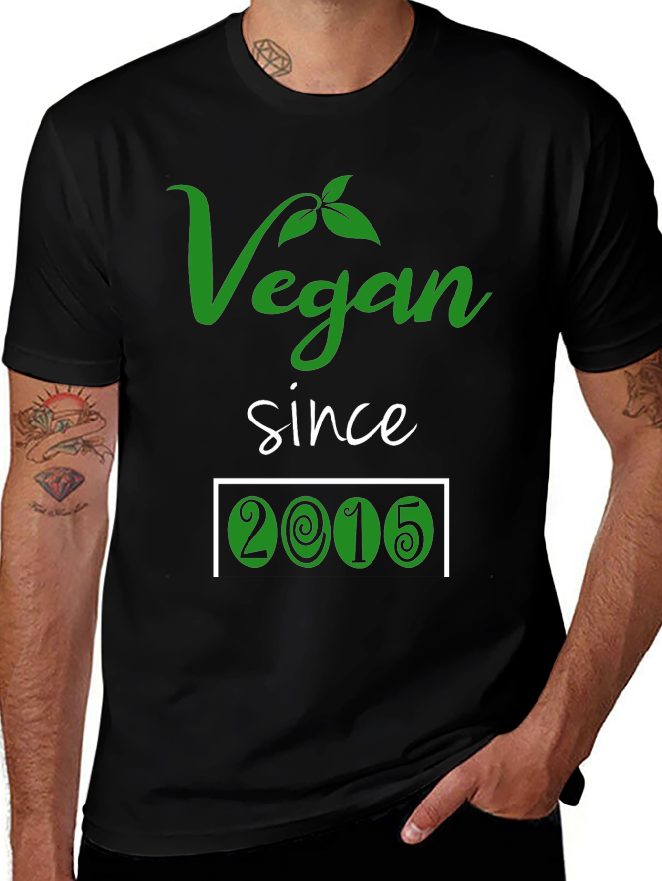 Vegan Since 2015 T-Shirt - Black Cotton