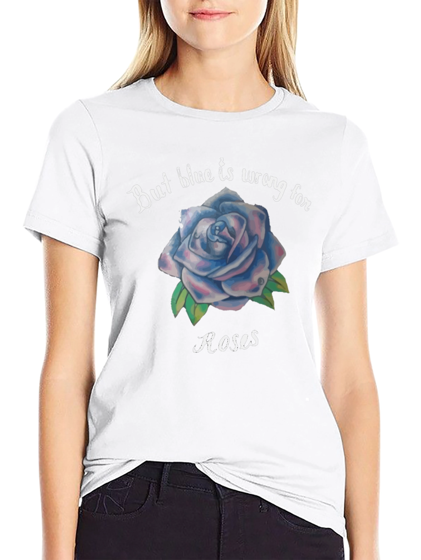 Blue Rose Graphic Tee - Unique Floral T-Shirt