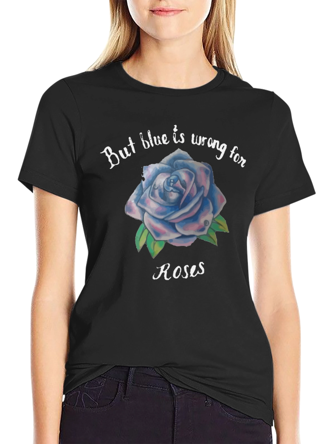 Blue Rose Graphic Tee - Unique Floral T-Shirt