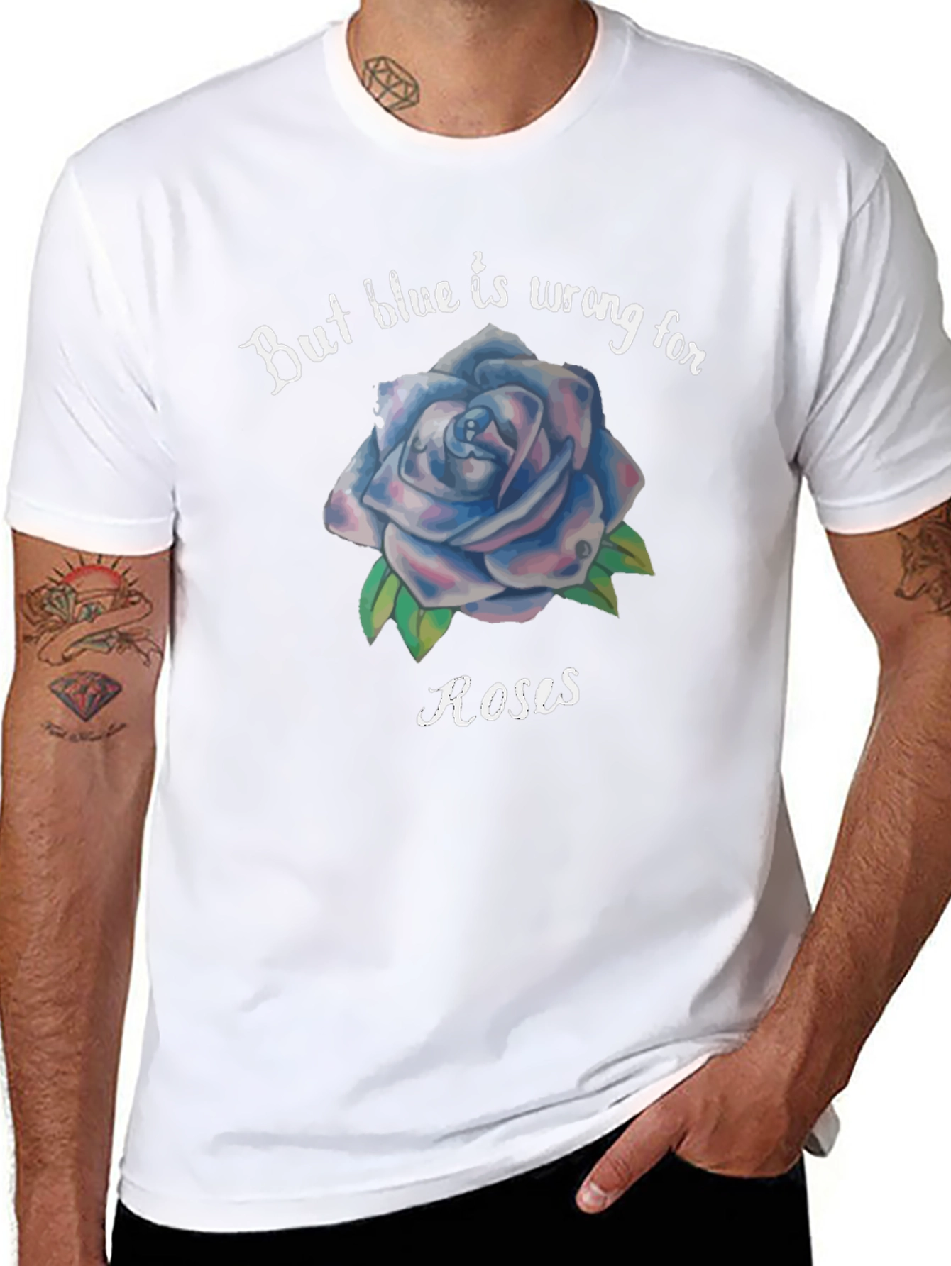 Blue Rose Graphic Tee - Unique Floral T-Shirt