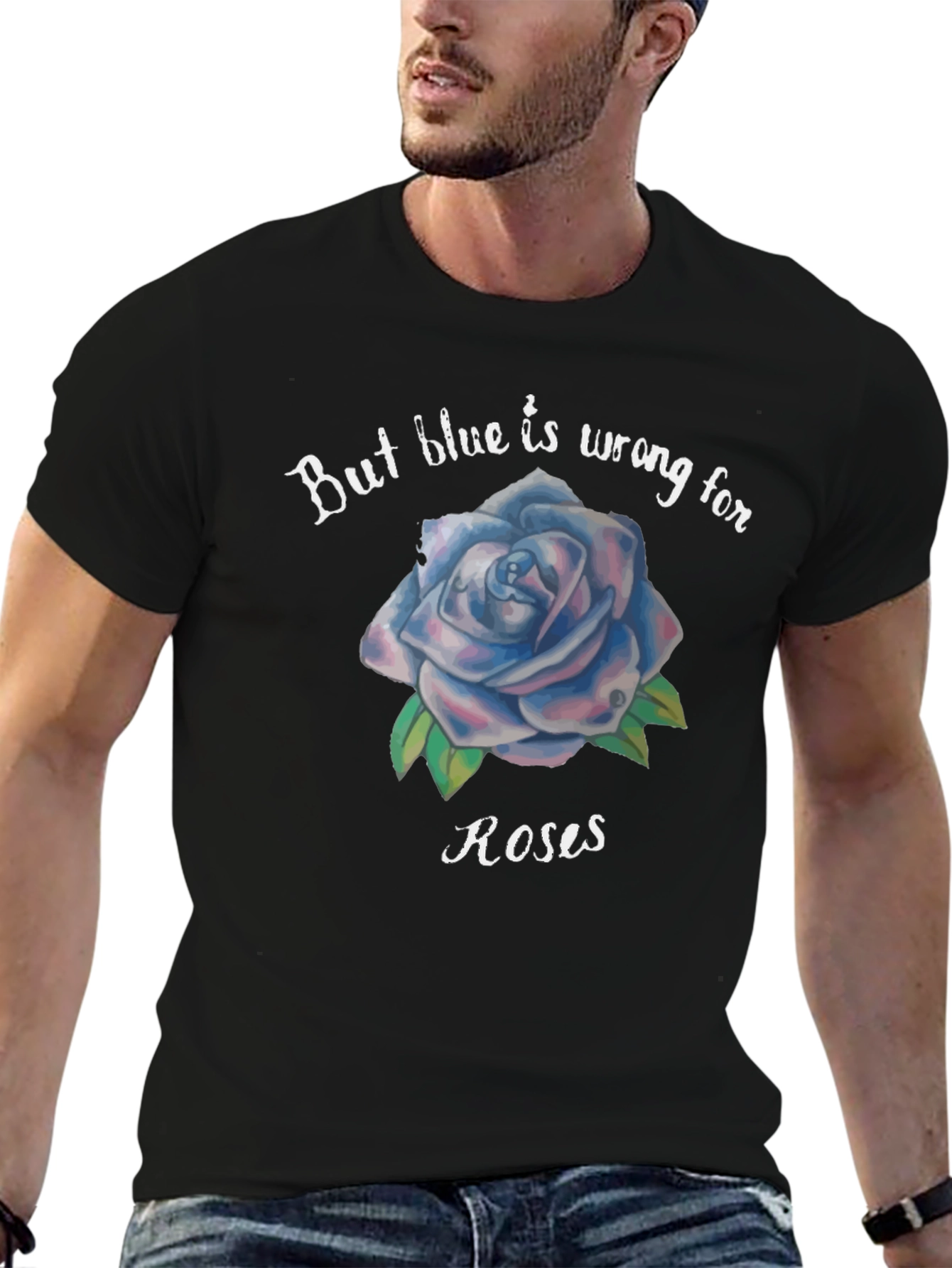 Blue Rose Graphic Tee - Unique Floral T-Shirt